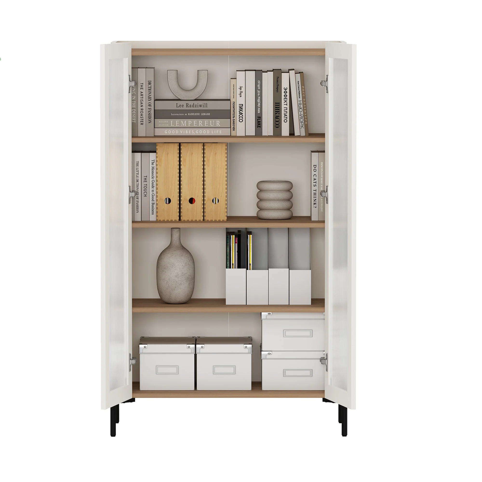 2-Piece Abbey Accent Cabinet and Bookcase in Maple and Off White - Image 21