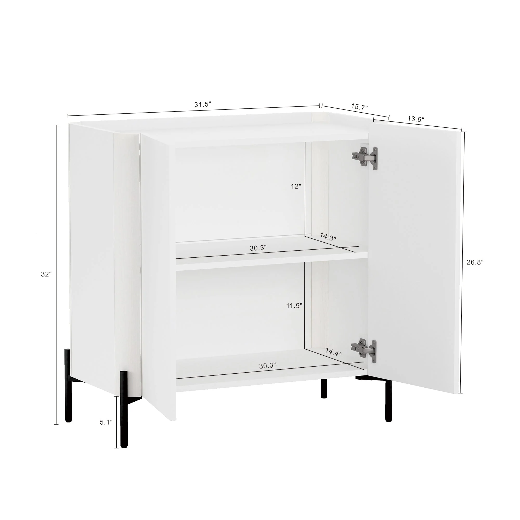 2-Piece Abbey Accent Cabinet and Sideboard in White - Image 2