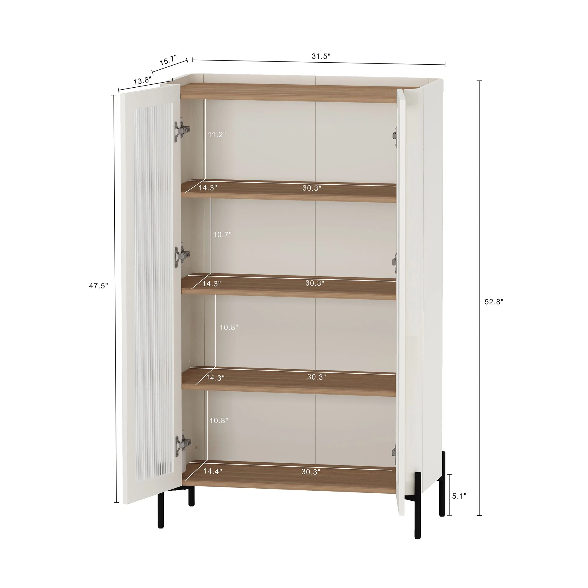 2-Piece Abbey Bookcase and Sideboard in Maple and Off White - Image 3