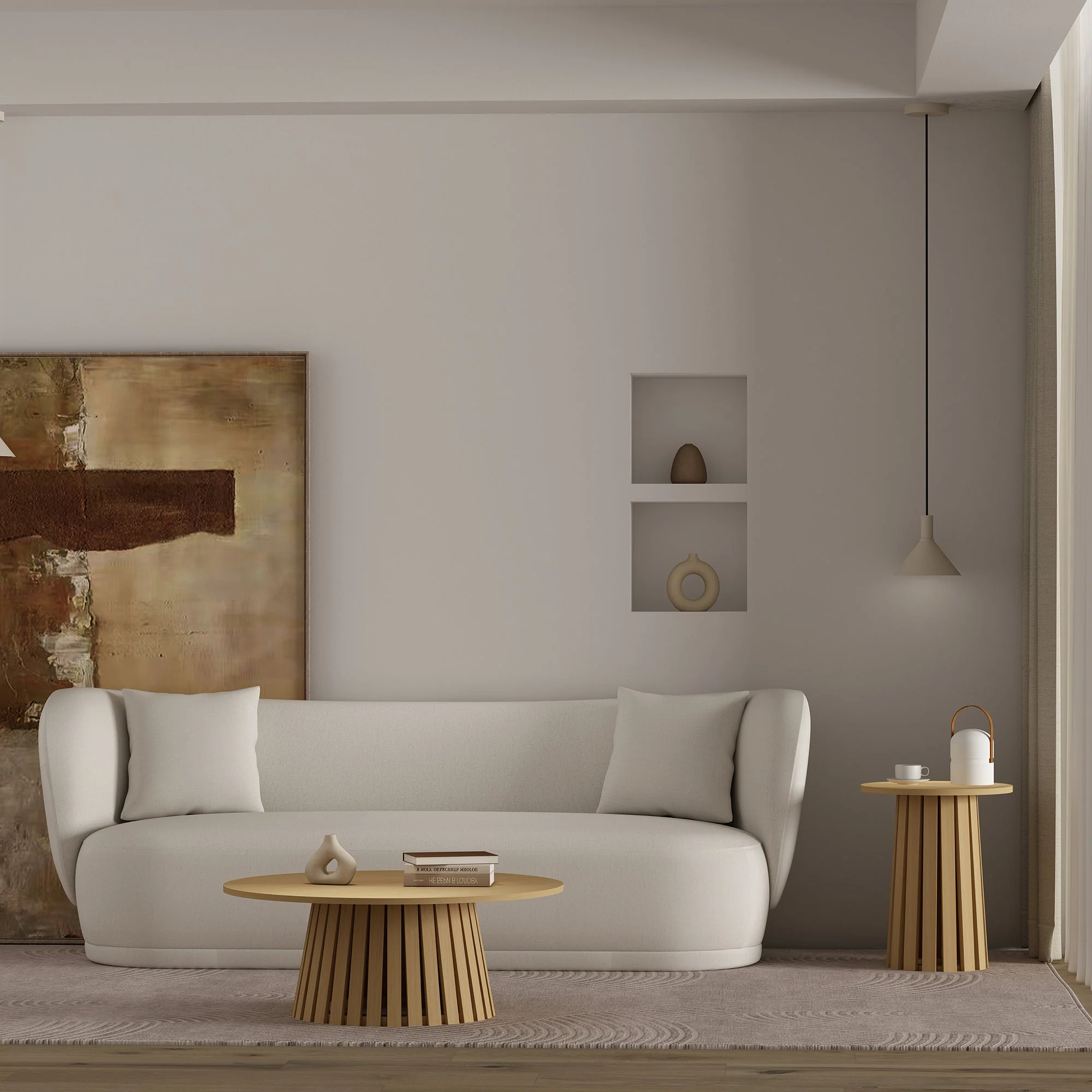 2-Piece Layla Coffee and End Table in Natural Oak - Image 2