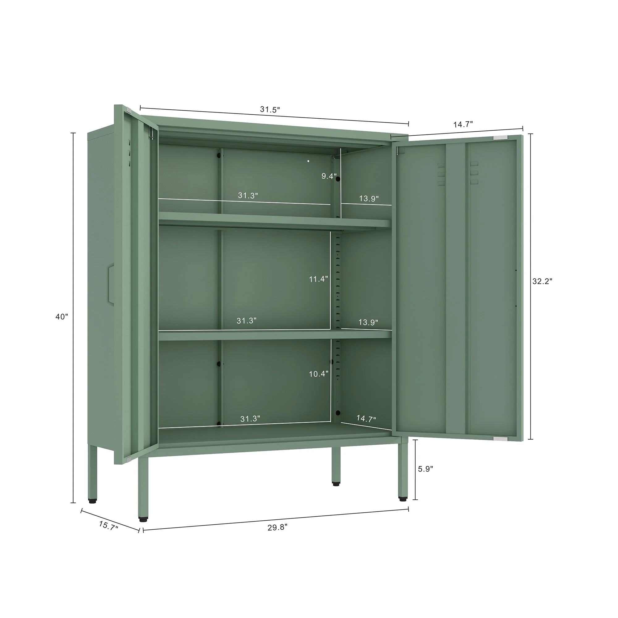2-Piece Naomi Accent Cabinet and Storage Cabinet in Green - Image 2
