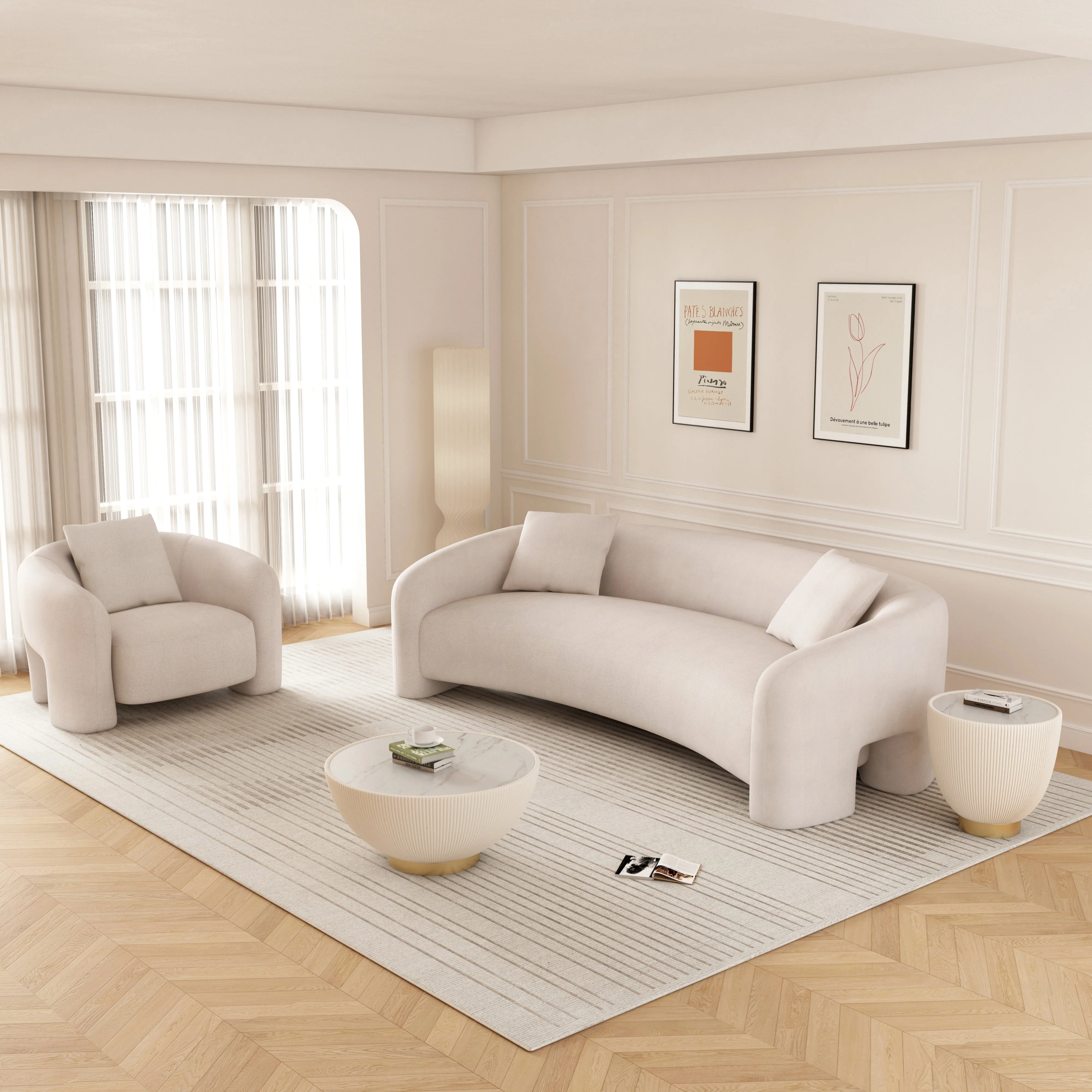 2-Piece Sylvia Sofa and Accent Chair in Angora - Image 2