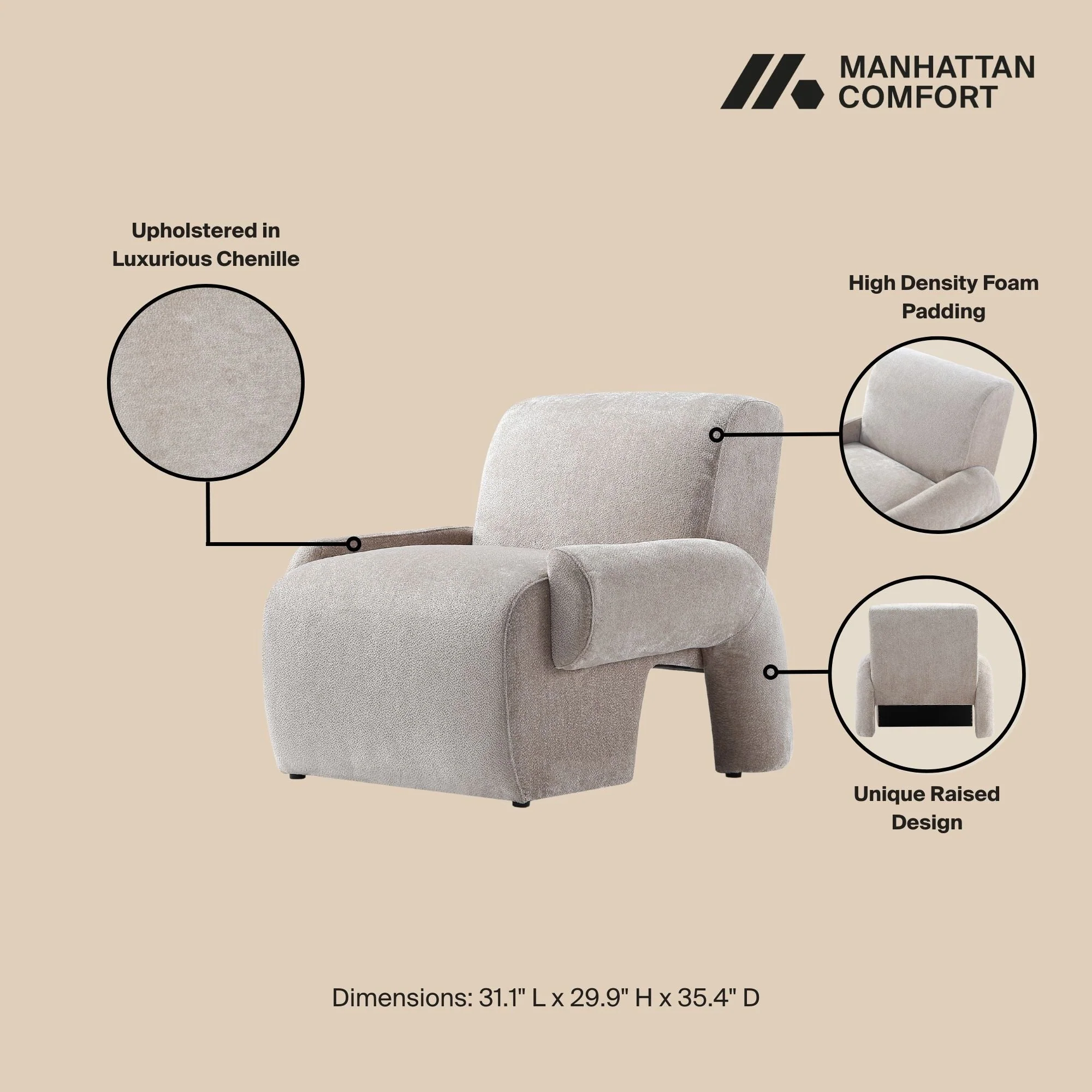2-Piece Verandah 112" XL Sofa and Accent Chair in Beige - Image 4