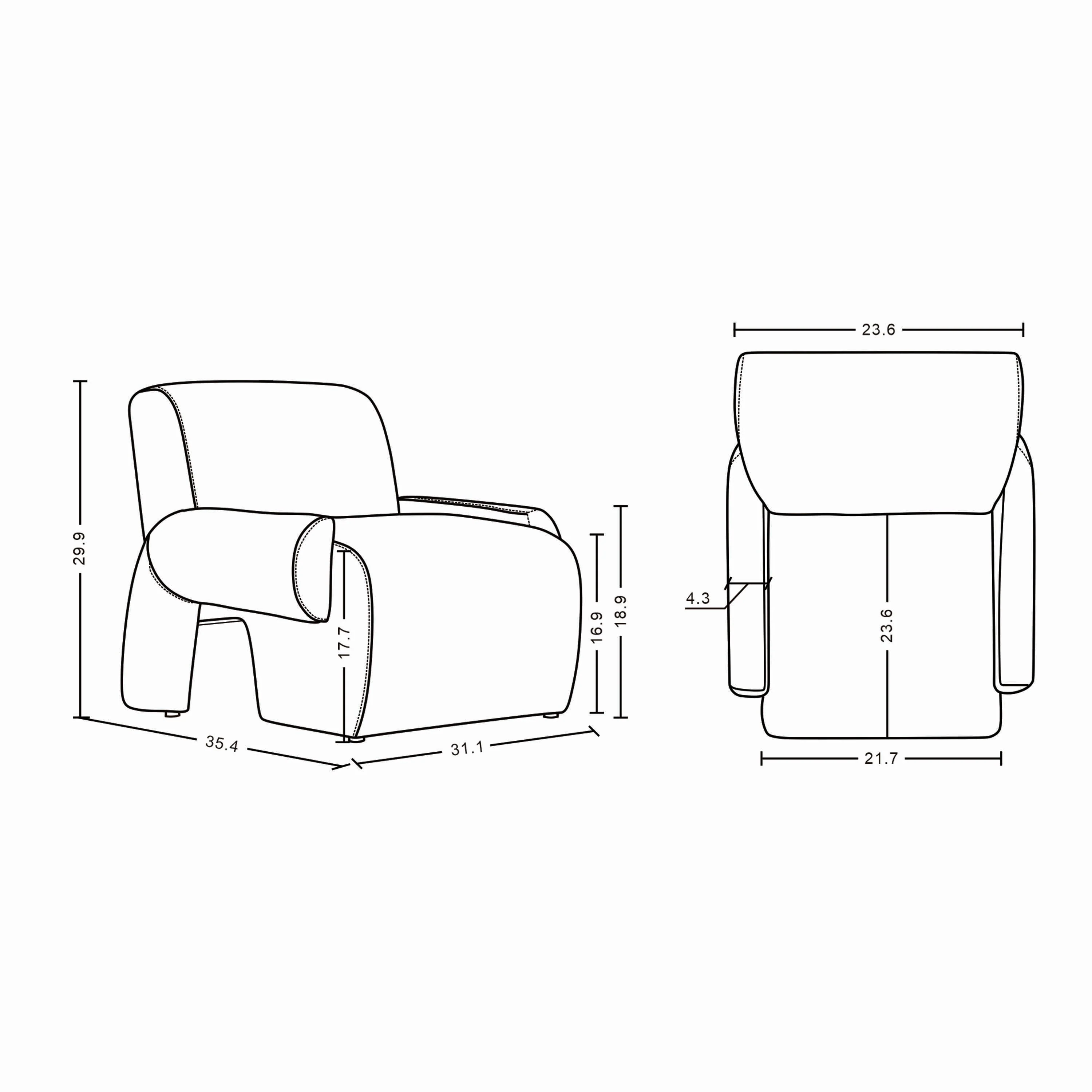 2-Piece Verandah 90.6" Sofa and Accent Chair in Beige - Image 3
