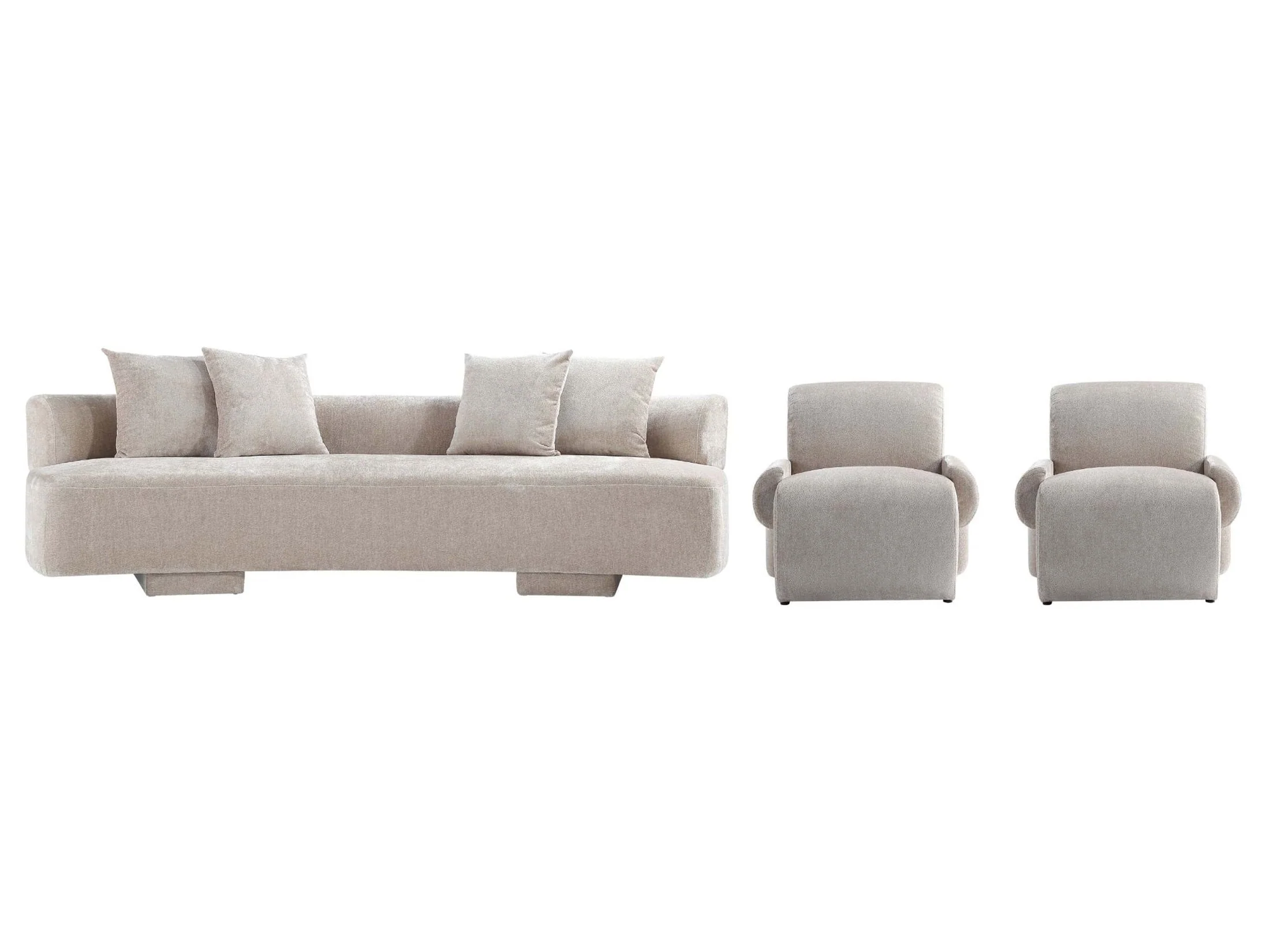 3-Piece Verandah 112" XL Sofa and 2 Accent Chairs in Beige
