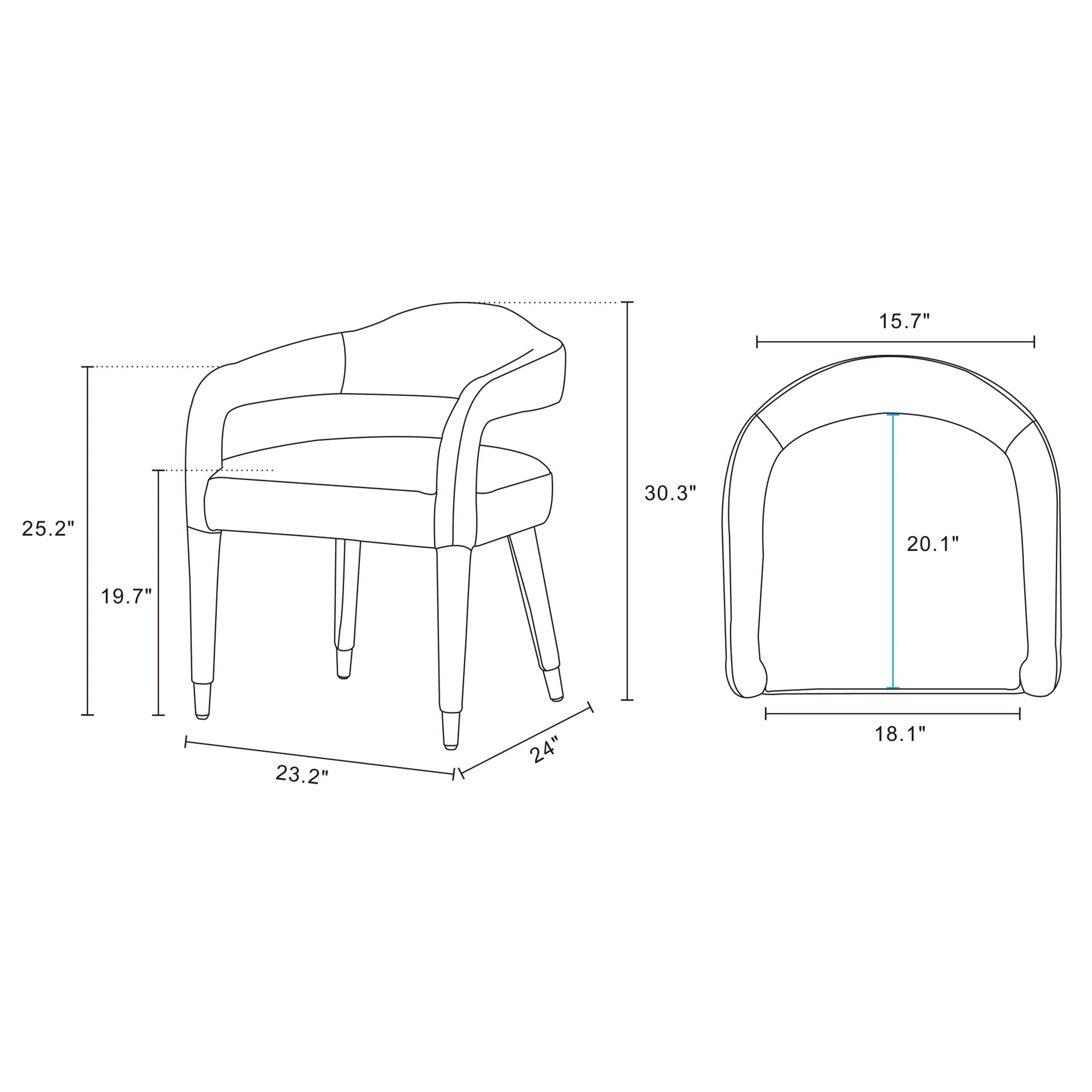 5-Piece Hathaway 47.24 Round Dining Set in Natural with 4 Aspen Dining Chairs in Silver Lining - Image 3