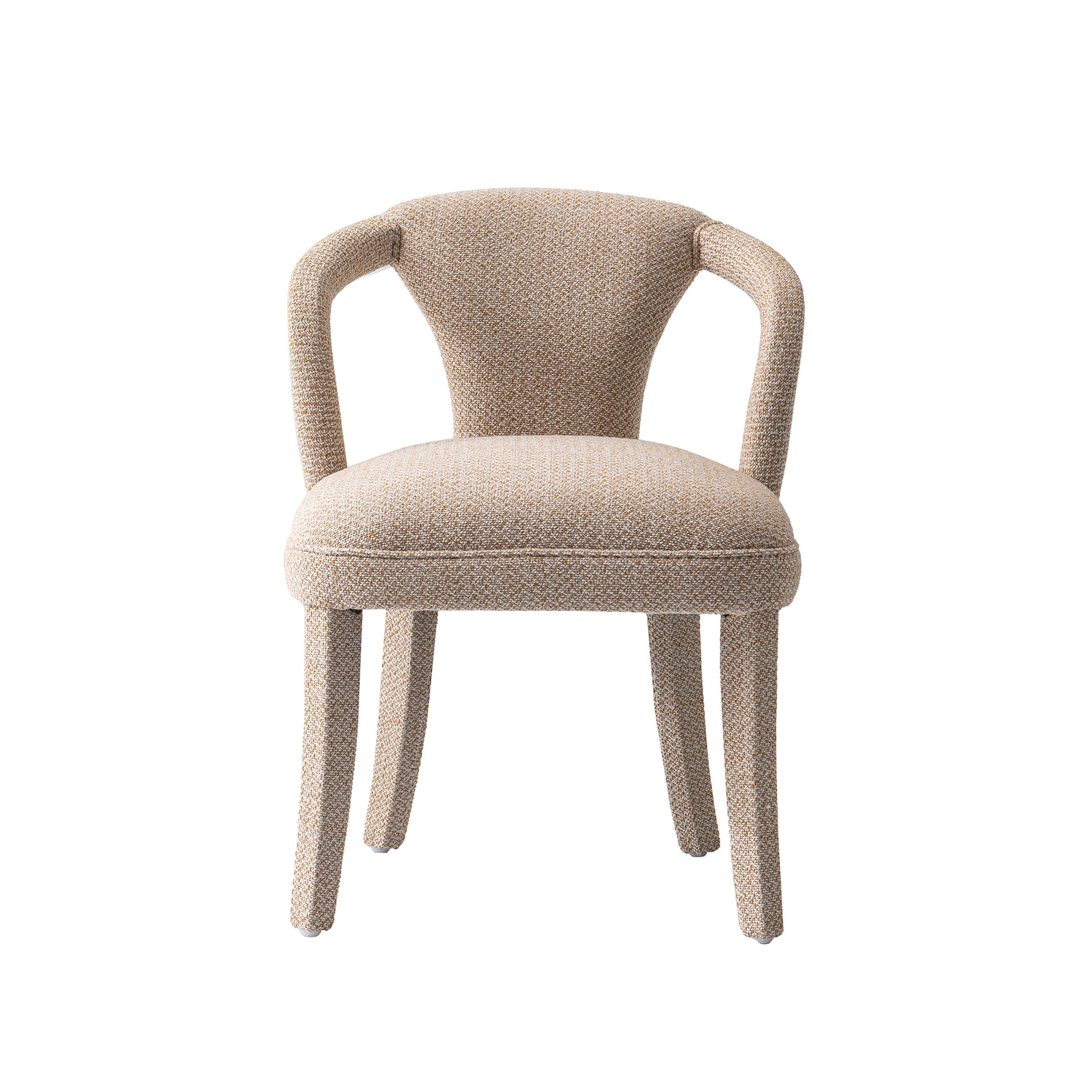 5-Piece Hathaway 47.24 Round Dining Set in Natural with 4 Palmer Dining Armchairs in Gold Dust - Image 7