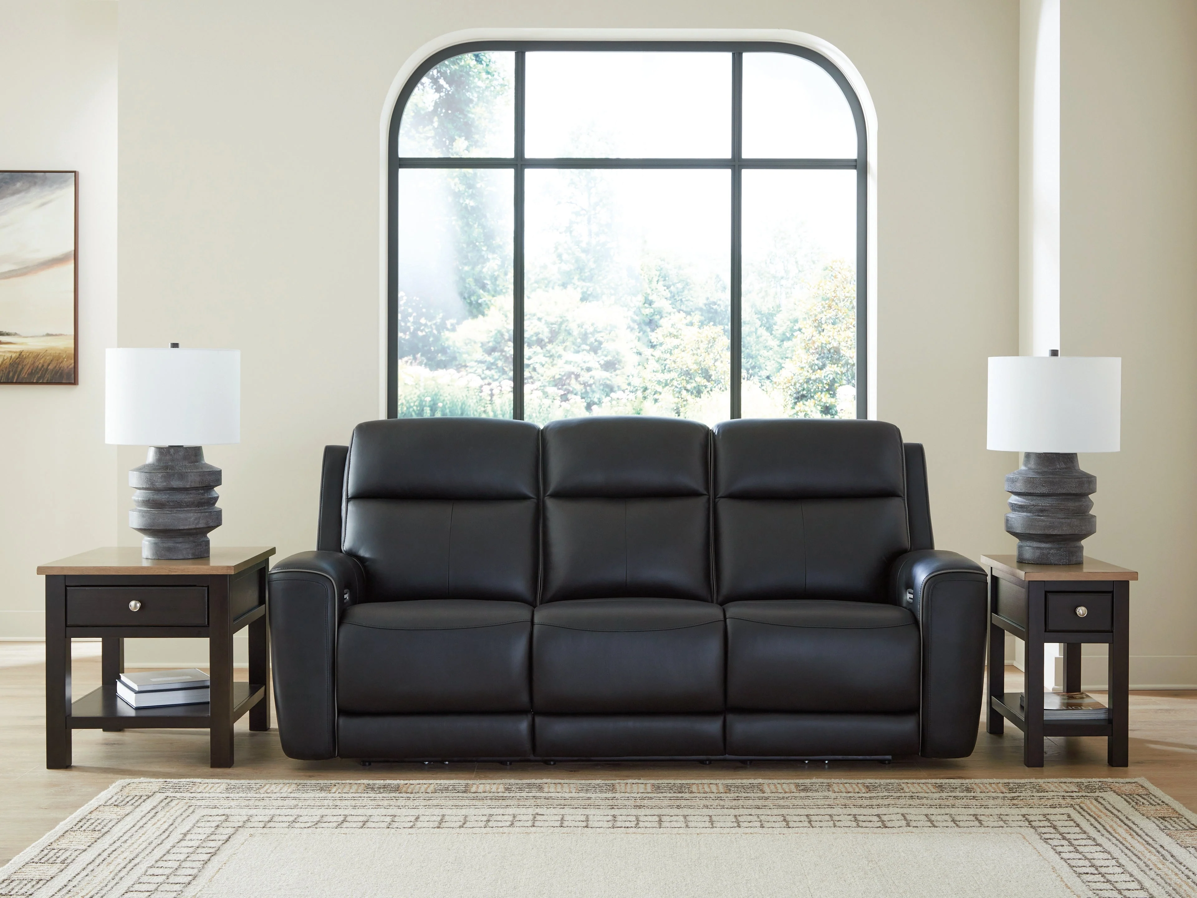 5Z-Relaxation Onyx Dual Power Leather Reclining Sofa
