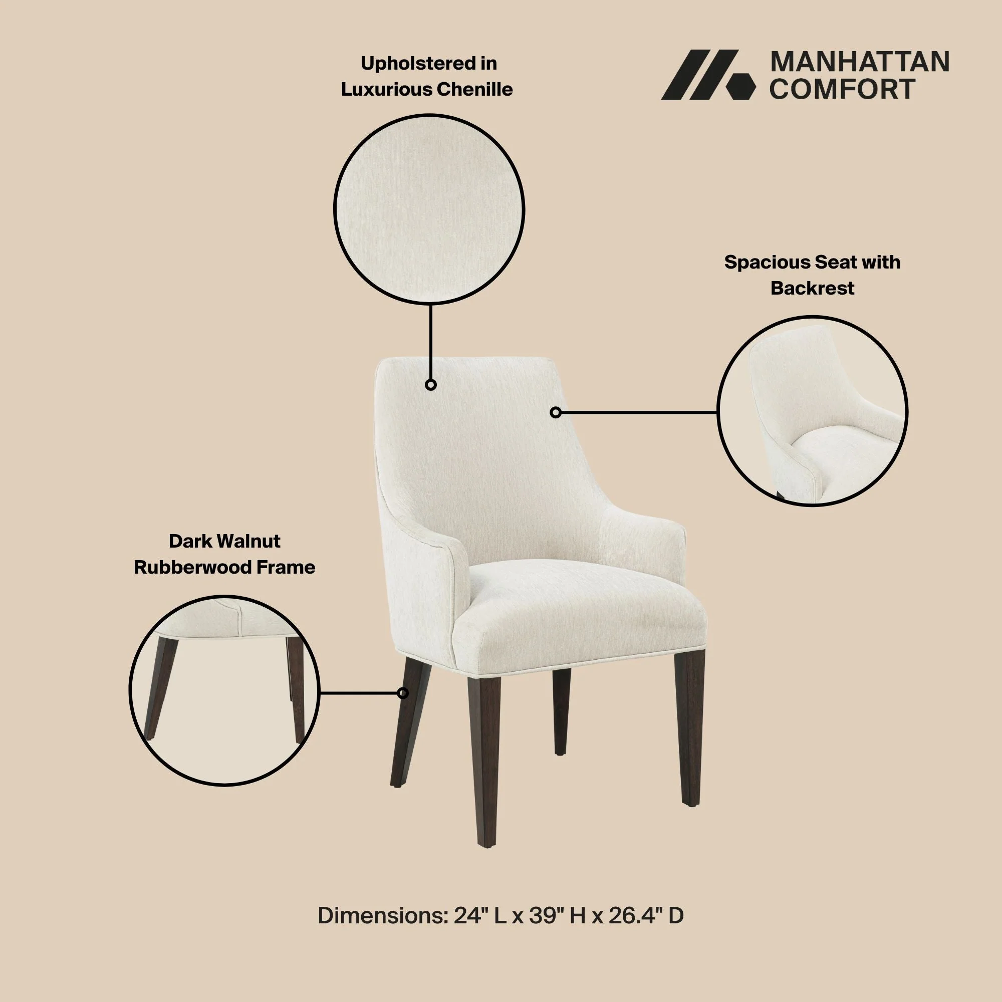 6-Piece Beever Dining Chair and Arm Chair in Cream - Image 6