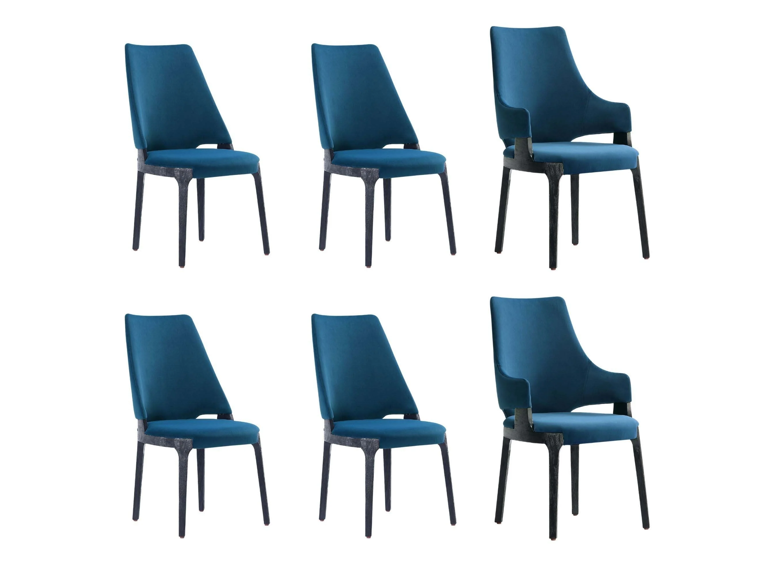 6-Piece Kara Dining Side and Arm Chairs in Blue