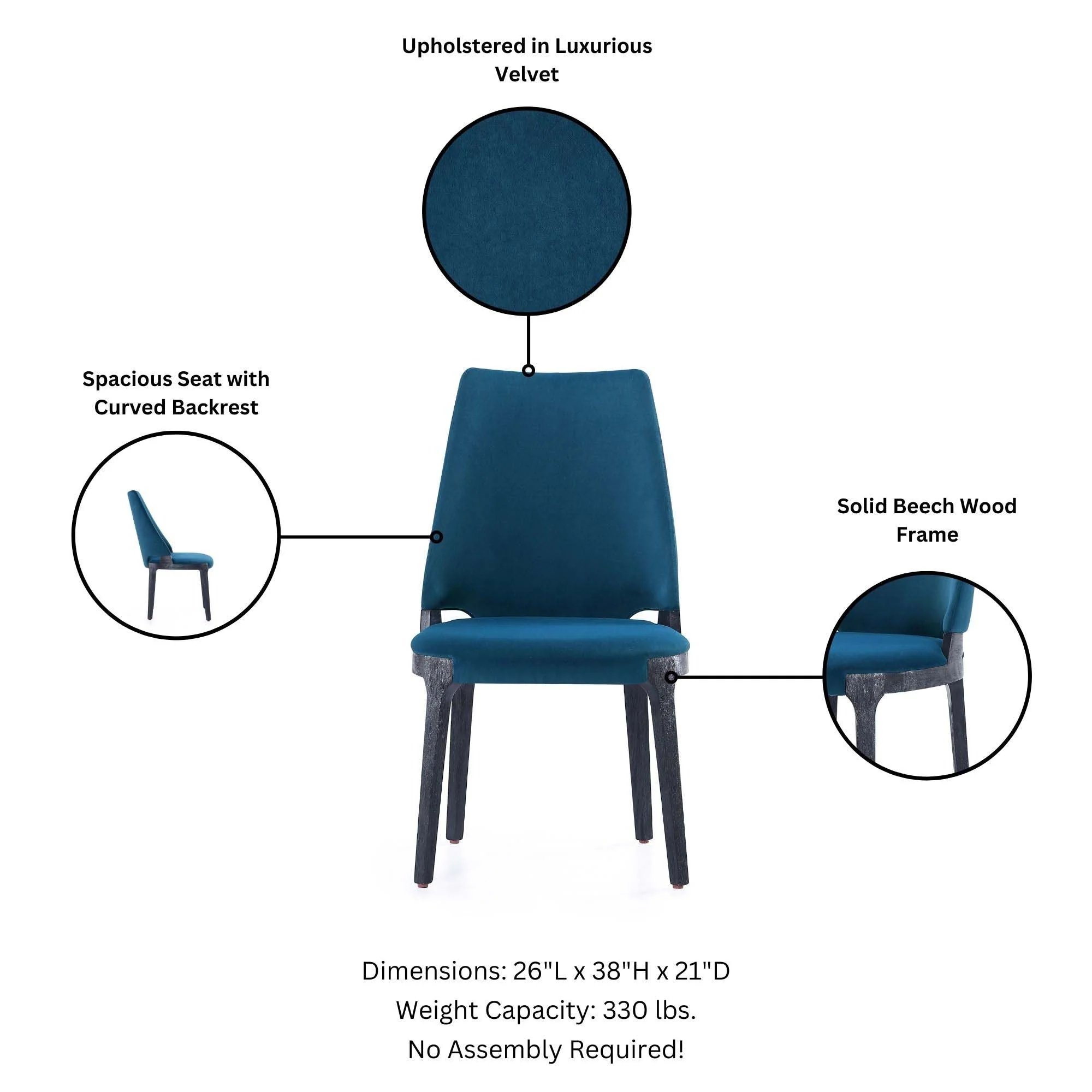 6-Piece Kara Dining Side and Arm Chairs in Blue - Image 5