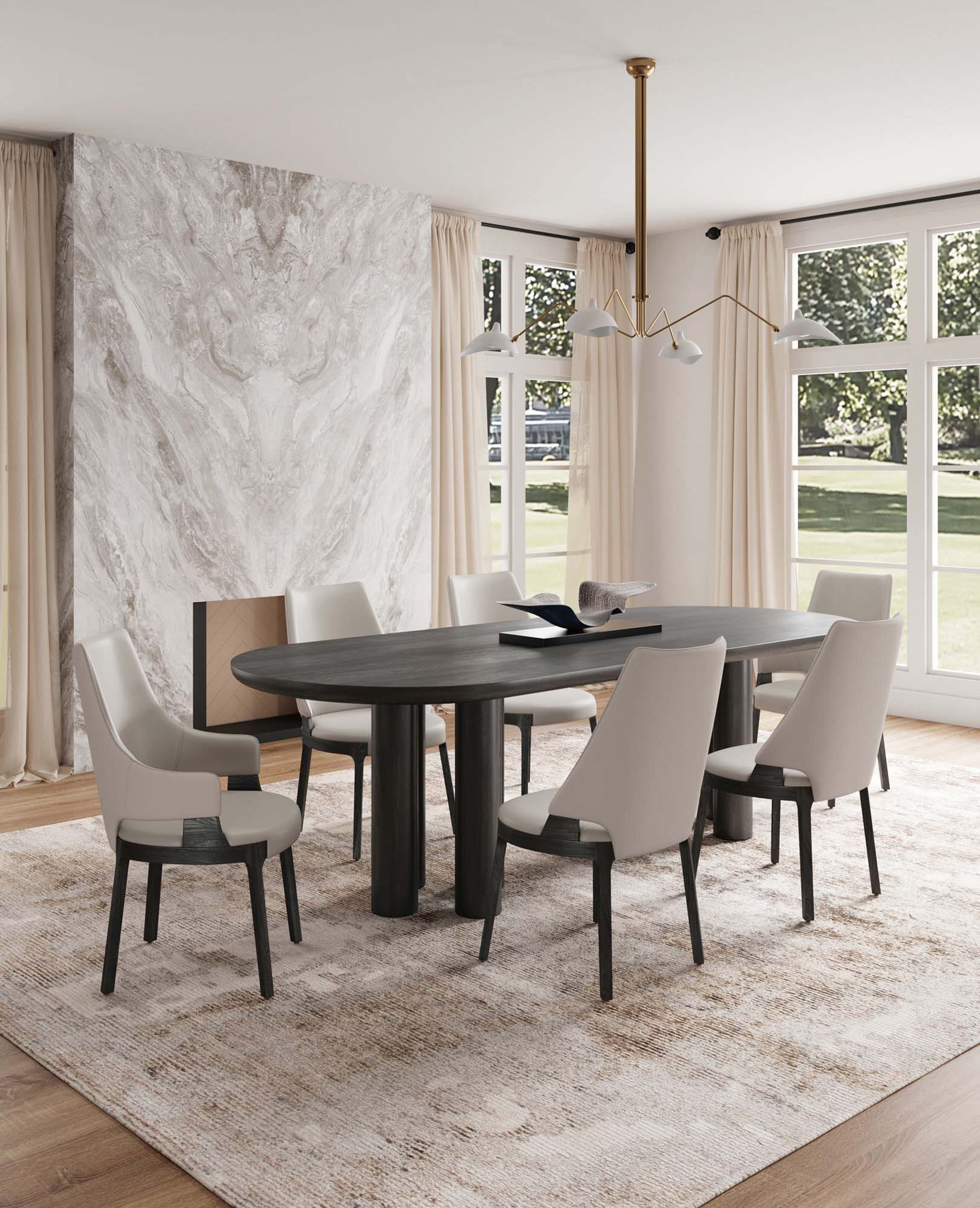 6-Piece Kara Dining Side and Arm Chairs in Light Grey - Image 2