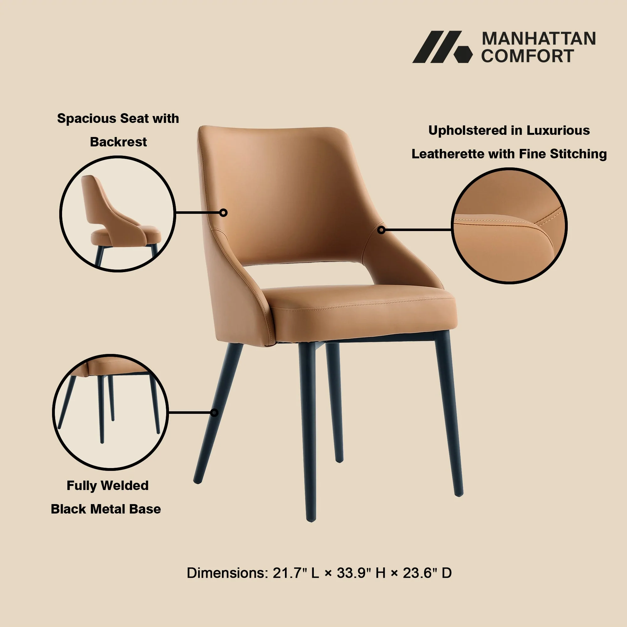 6-Piece Tremont Dining Chair in Saddle - Image 4