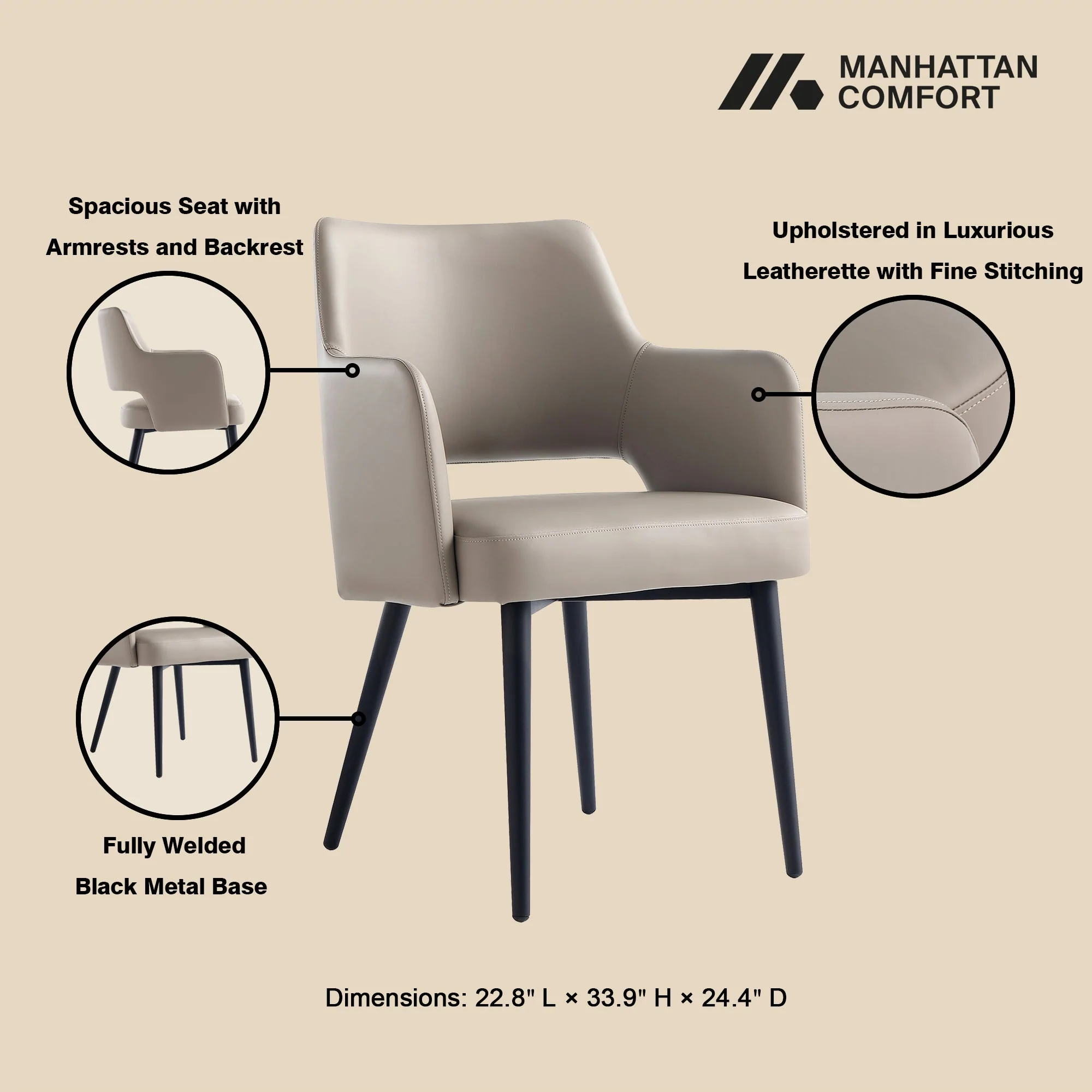 6-Piece Tremont Dining Chair in Taupe - Image 6