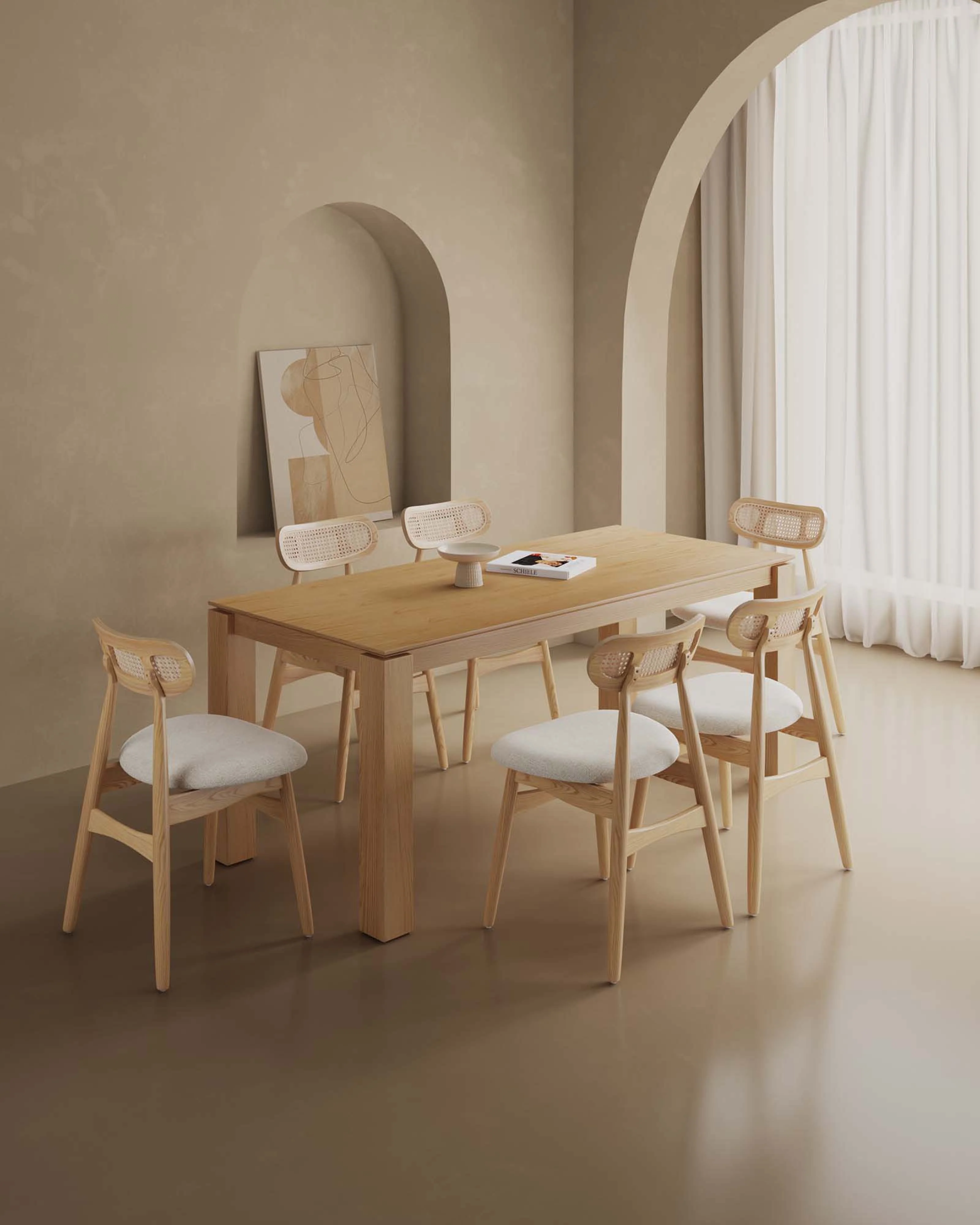 7-Piece Rockaway 70.86 Dining Set in Nature with 6 Colbert Dining Chairs - Image 2