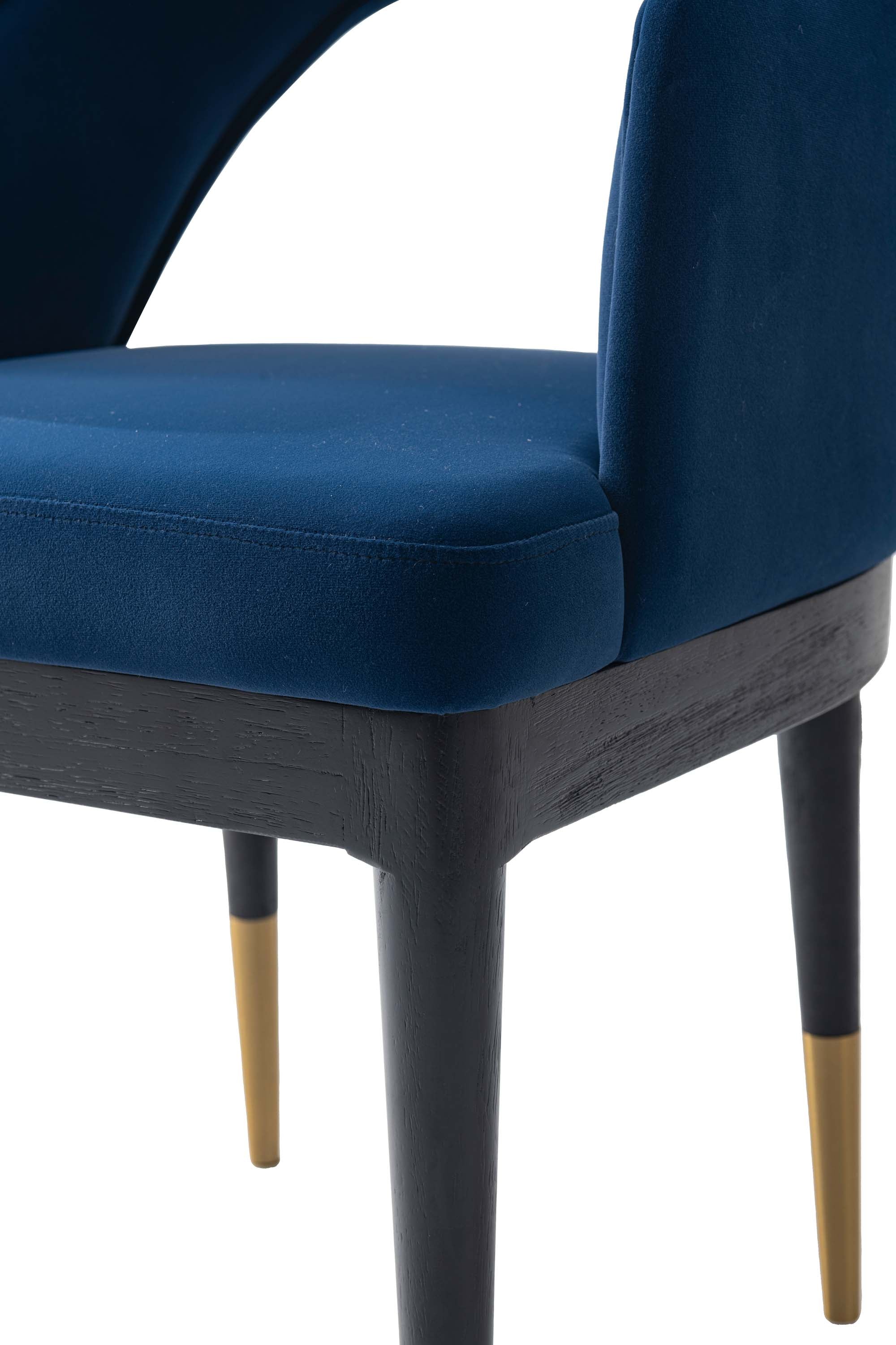 7-Piece Rockaway 70.86 Dining Set with 6 Carrington Chairs in Natural and Midnight Blue - Image 7