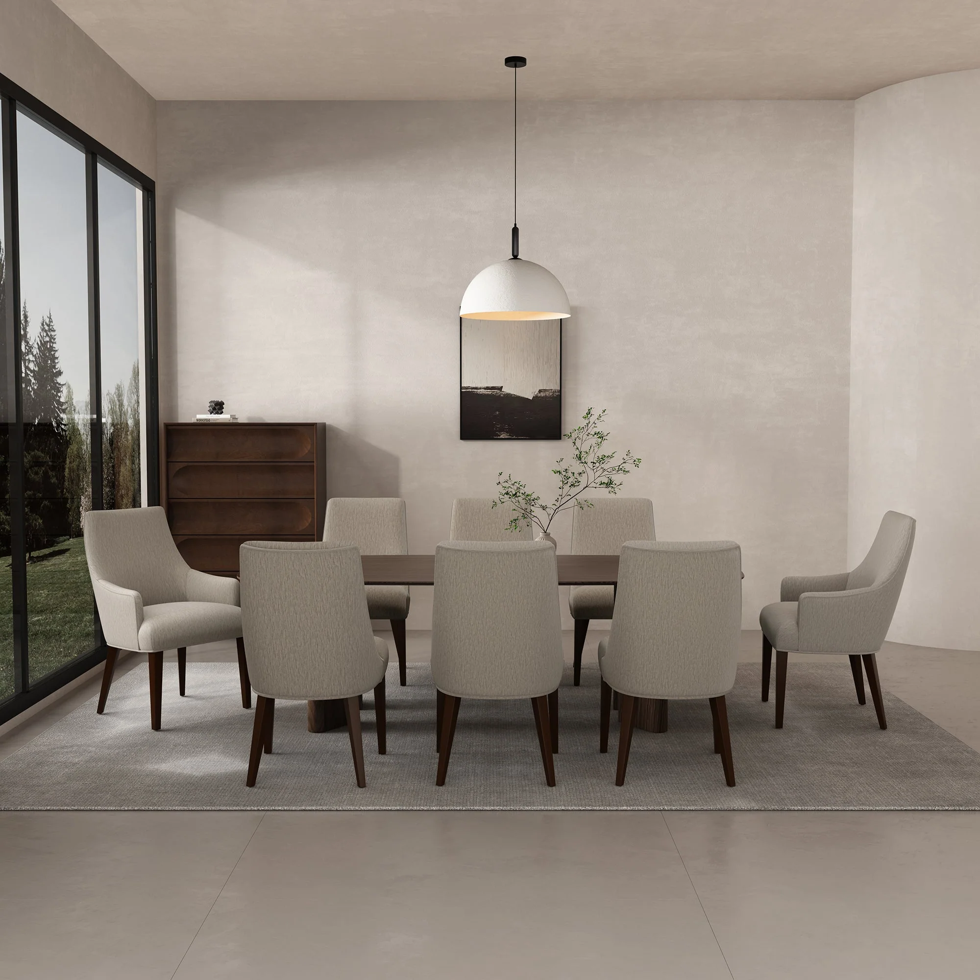 8-Piece Beever Dining Chair and Arm Chair in Taupe - Image 2