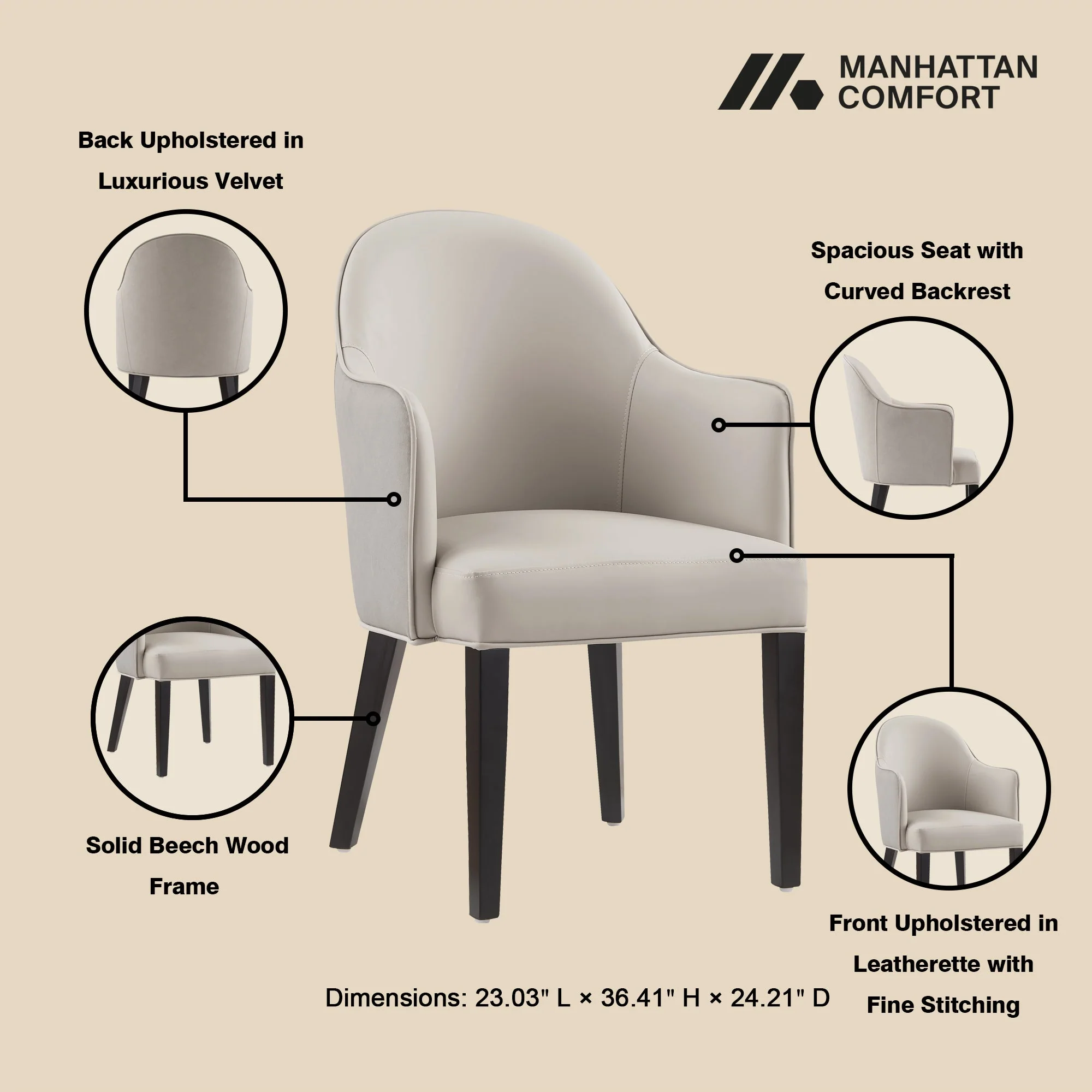 8-Piece Hillman Dining Chair and Arm Chair in Light Grey - Image 6