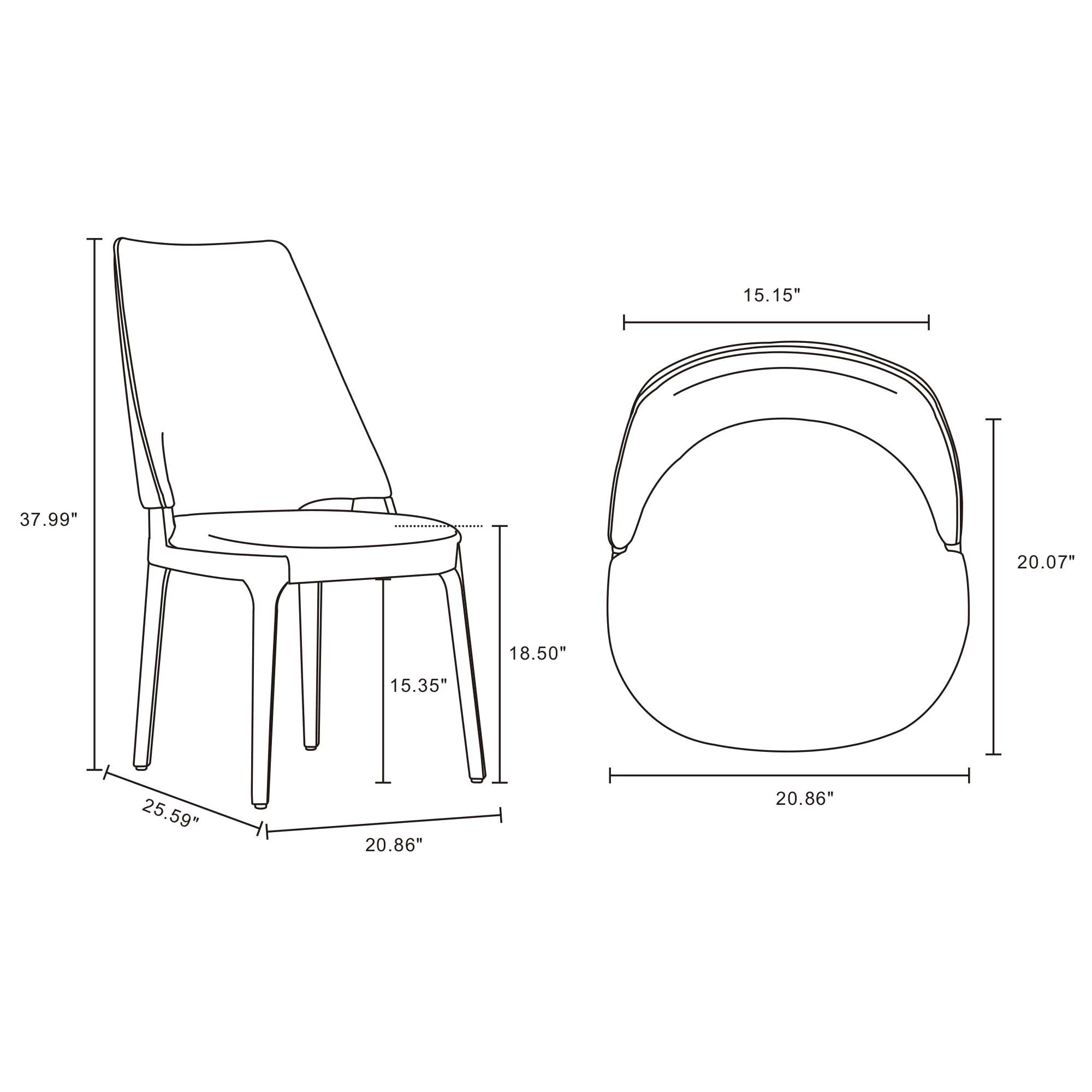8-Piece Kara Dining Side and Arm Chairs in Blue - Image 4