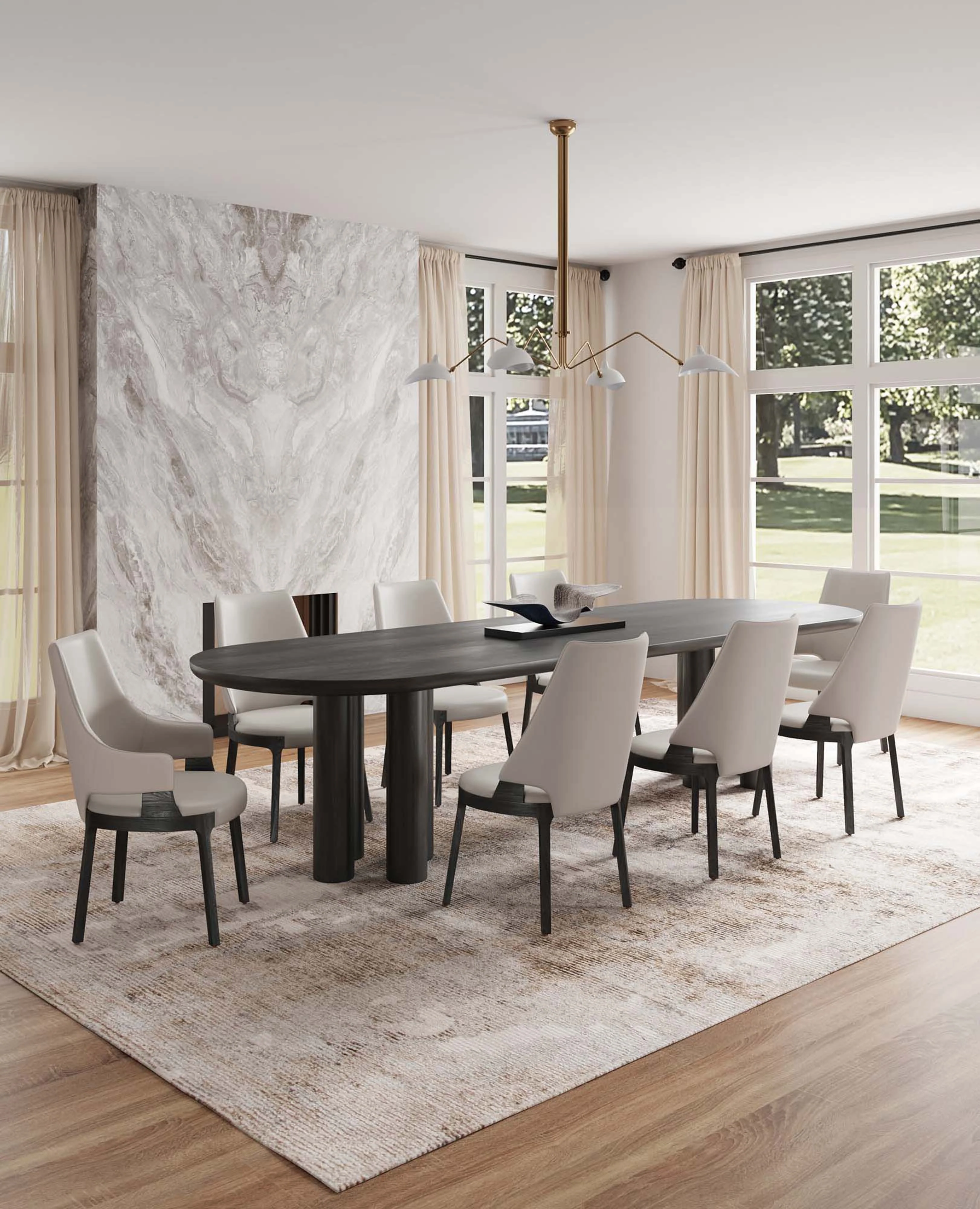 8-Piece Kara Dining Side and Arm Chairs in Light Grey - Image 2