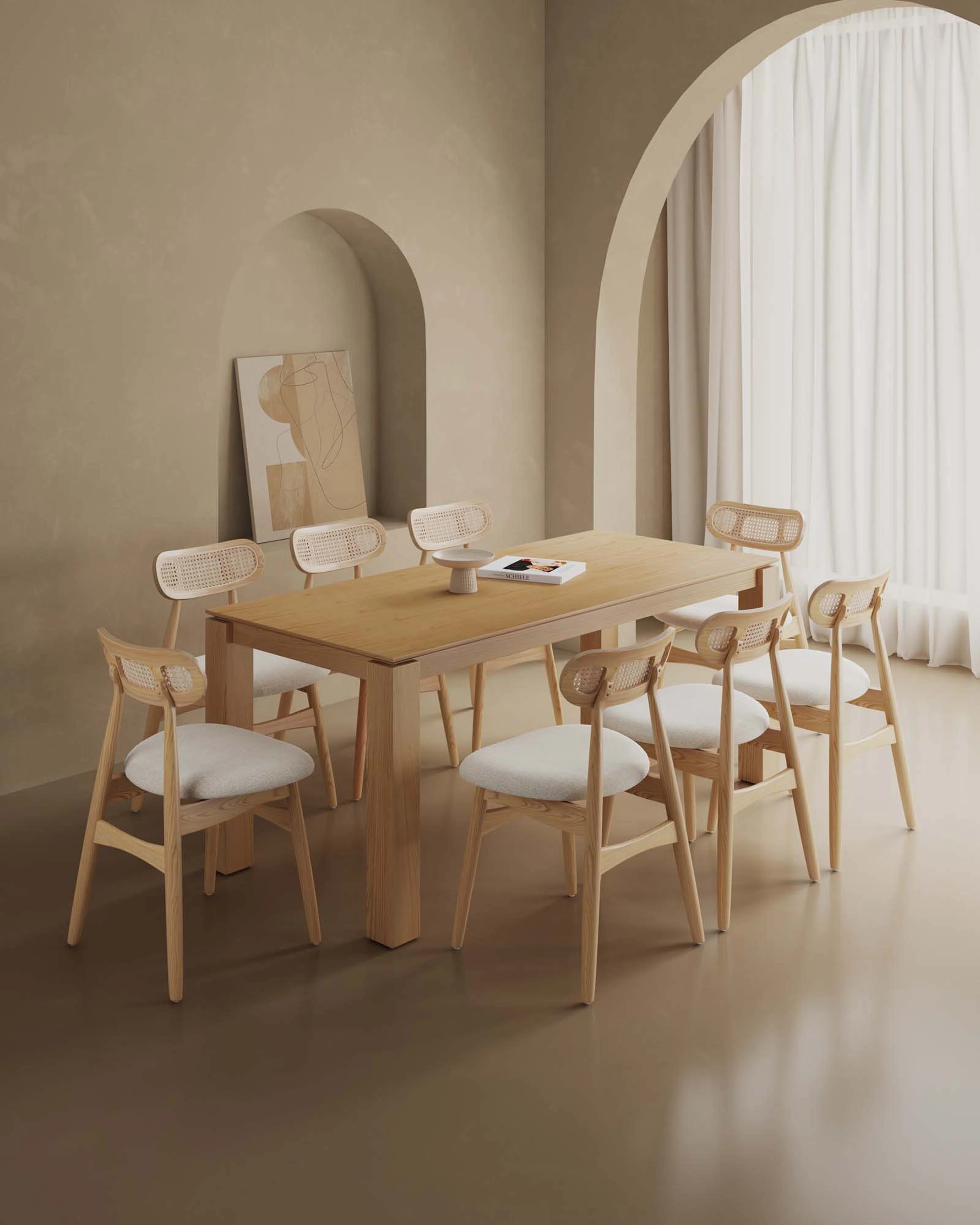 9-Piece Rockaway 70.86 Dining Set in Nature with 8 Colbert Dining Chairs - Image 2