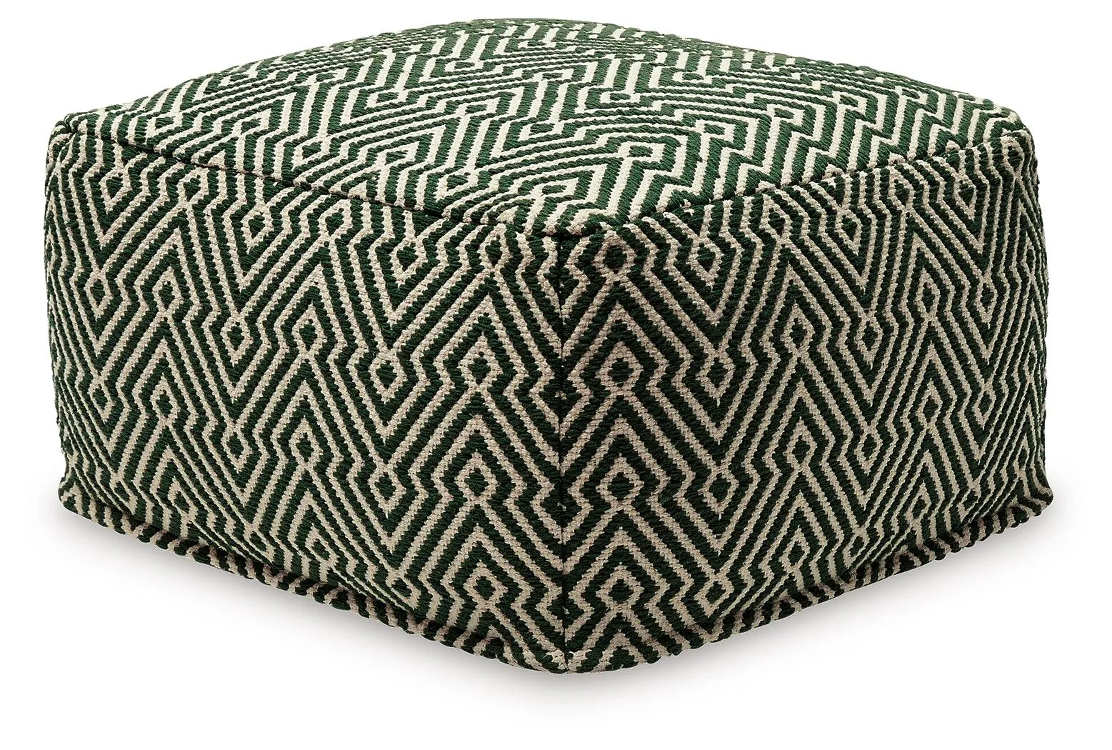 Abacy Green/Ivory Pouf - Image 2