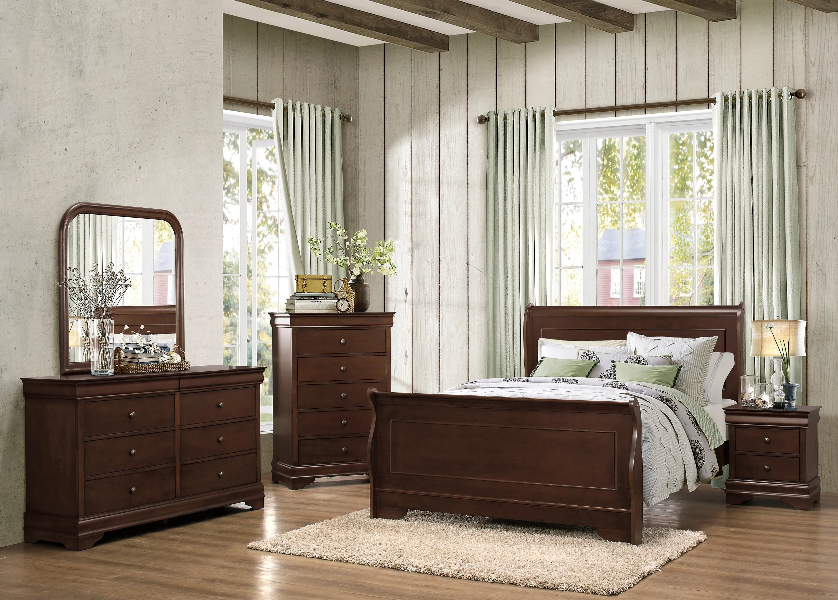 Abbeville Cherry Queen Sleigh Bed - Image 3