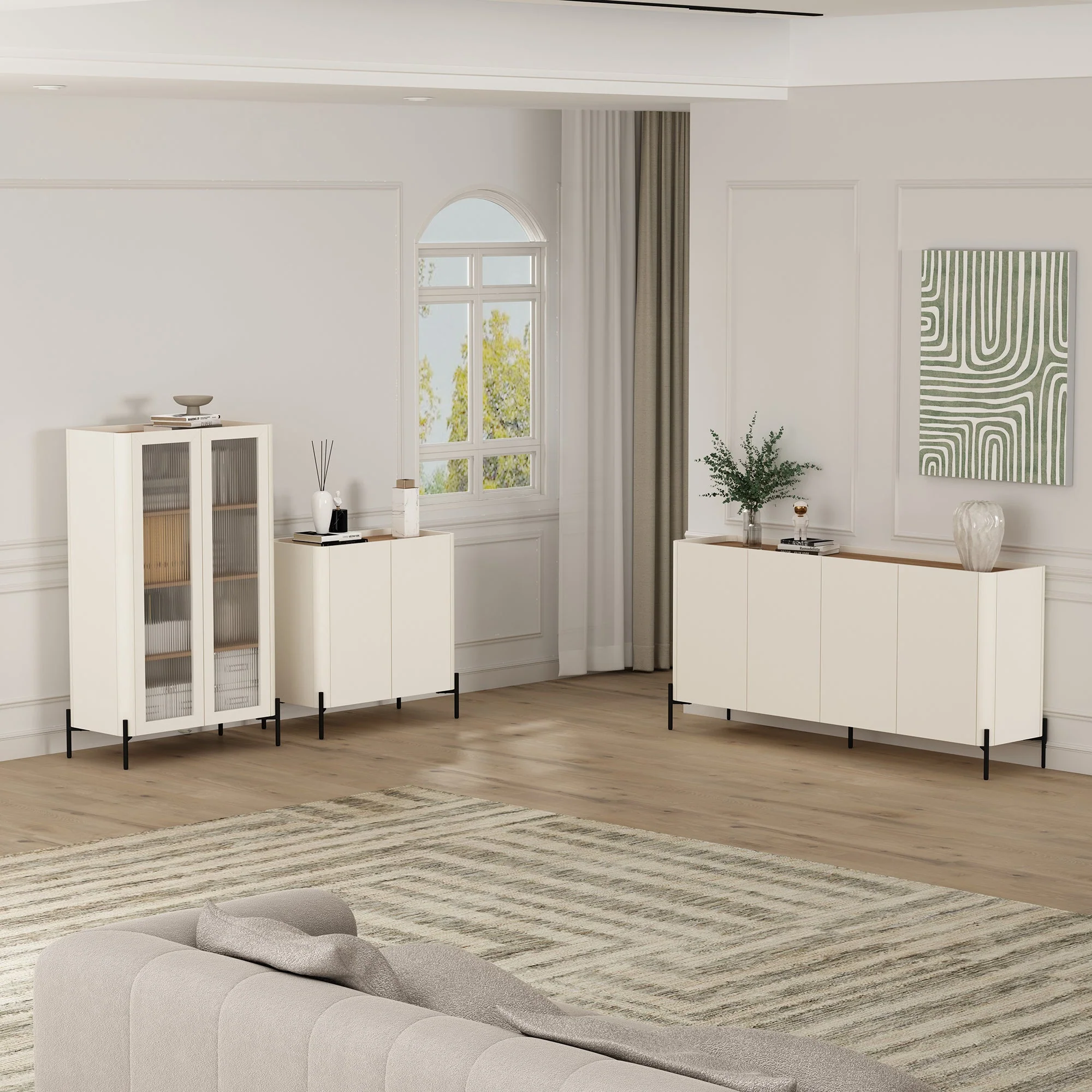 Abbey 66.9" Sideboard in Maple and Off White - Image 13