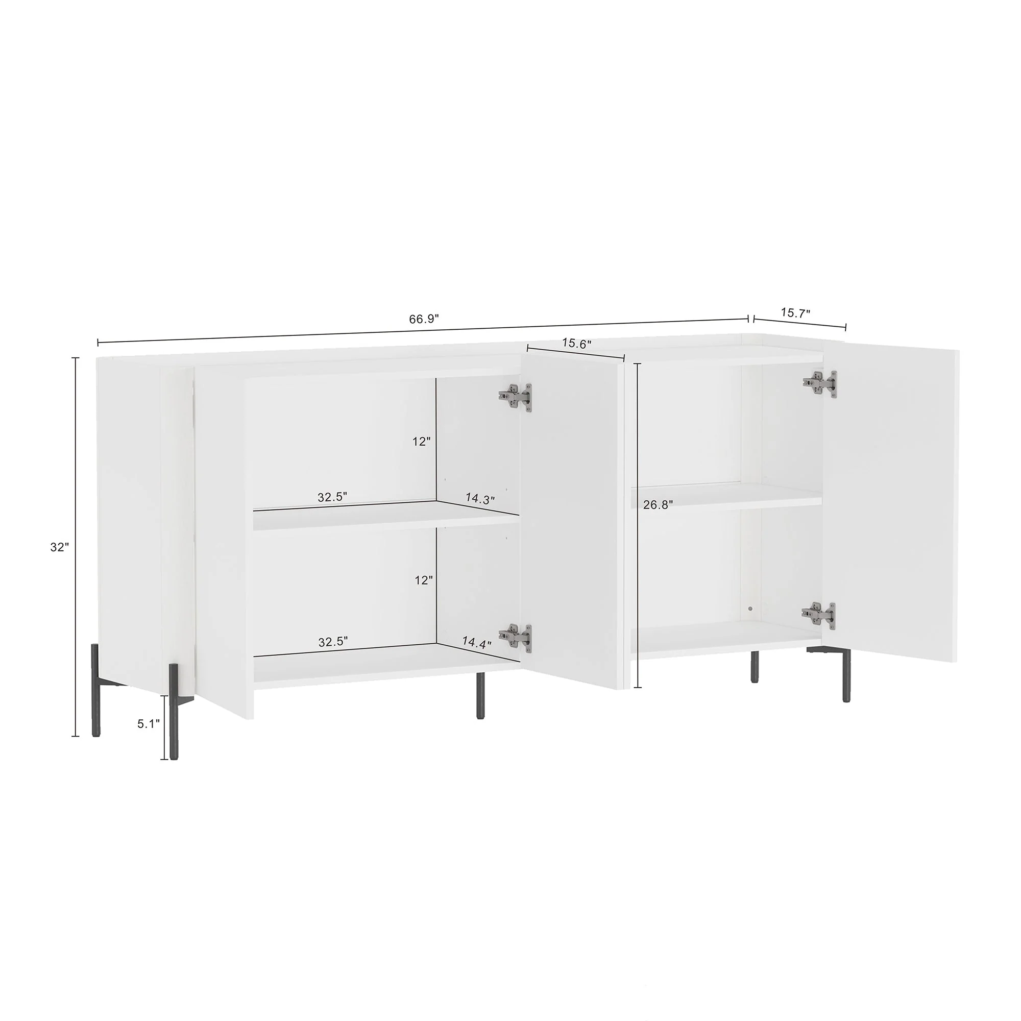 Abbey 66.9" Sideboard in White - Image 3