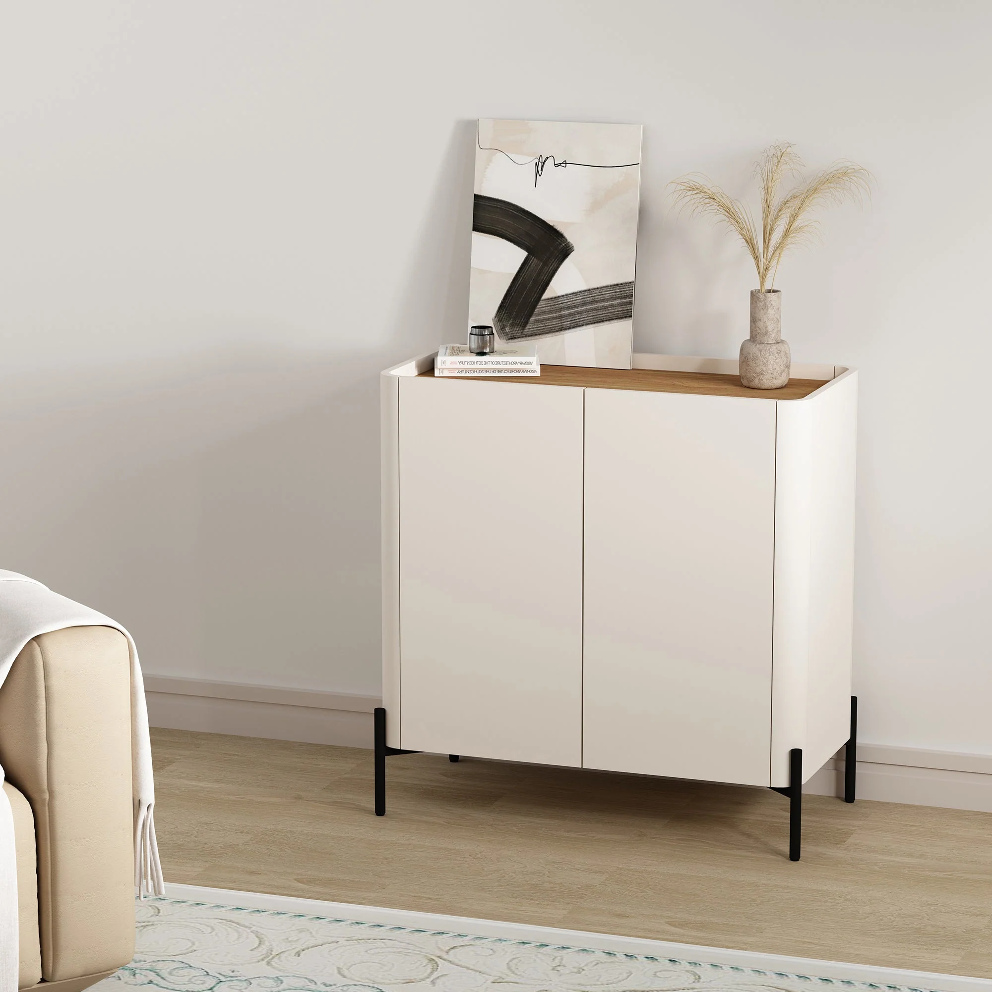 Abbey Accent Cabinet in Maple and Off White - Image 2