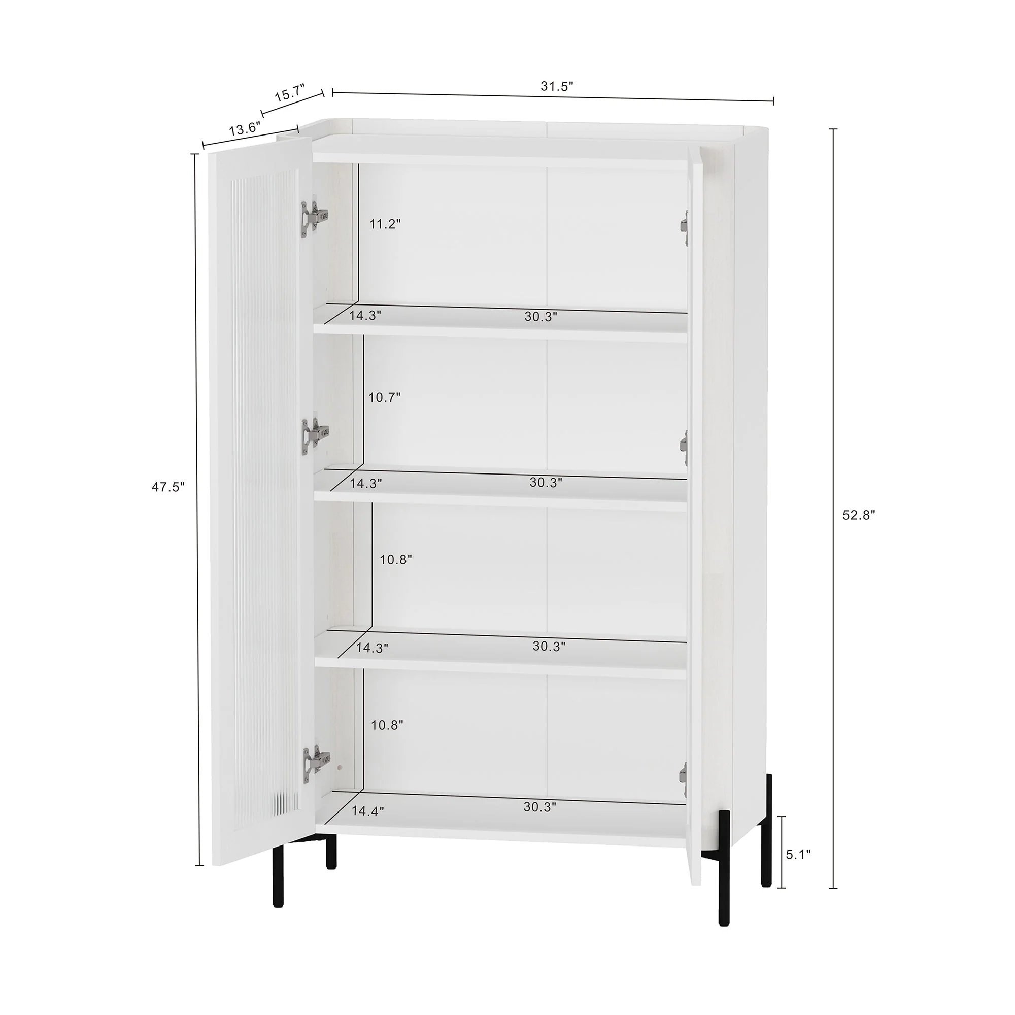 Abbey Décor Glass Cabinet in White - Image 3