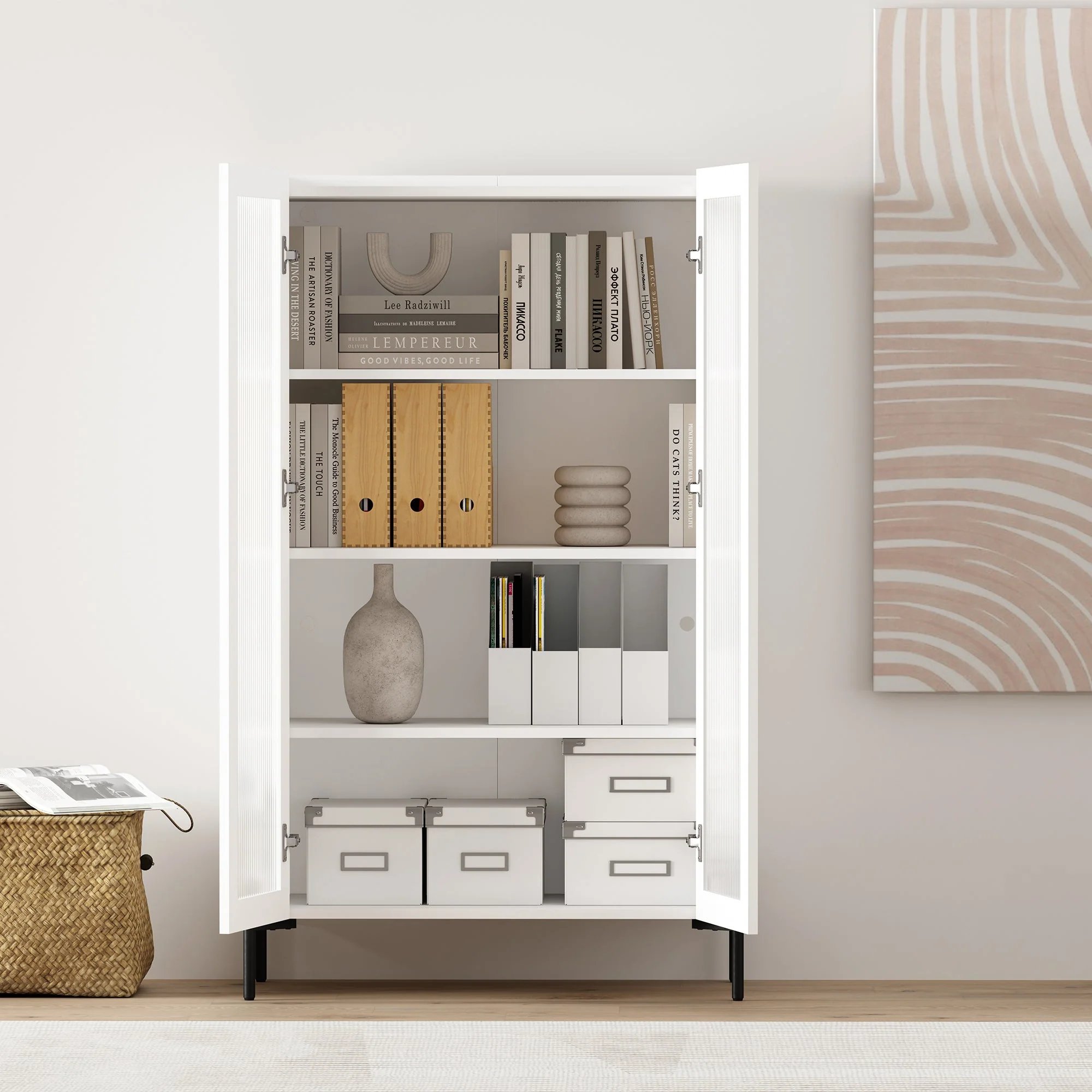 Abbey Décor Glass Cabinet in White (set of 2) - Image 5