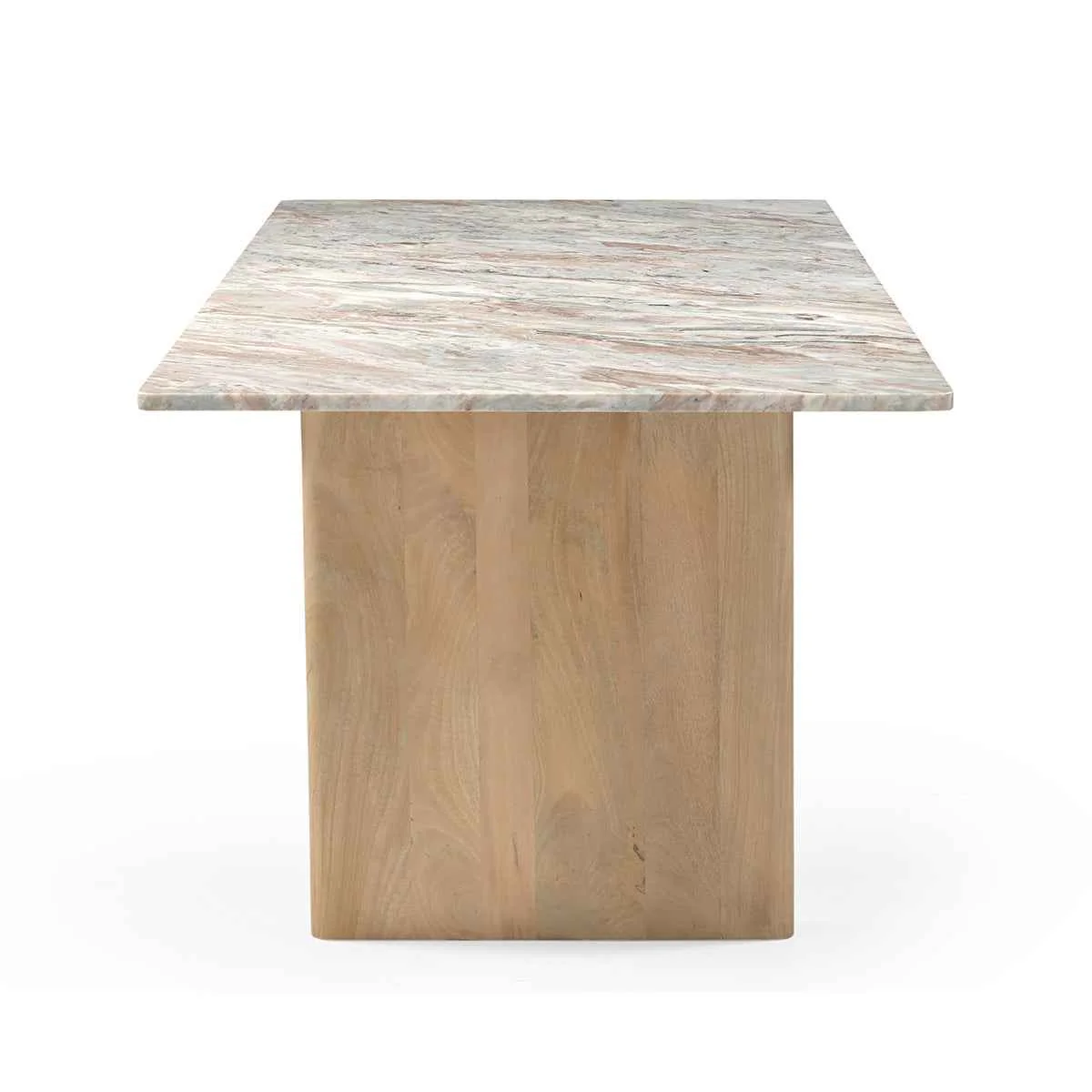 Abra 76" Dining Table in Toronto Marble Top and Light Mango Base - Image 11