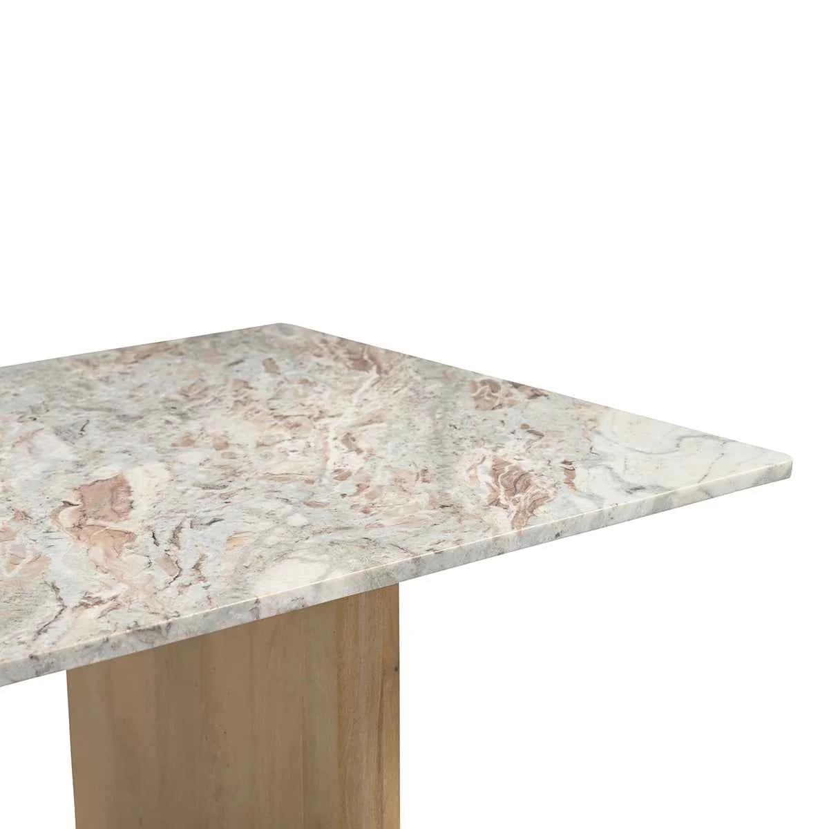 Abra 76" Dining Table in Toronto Marble Top and Light Mango Base - Image 8