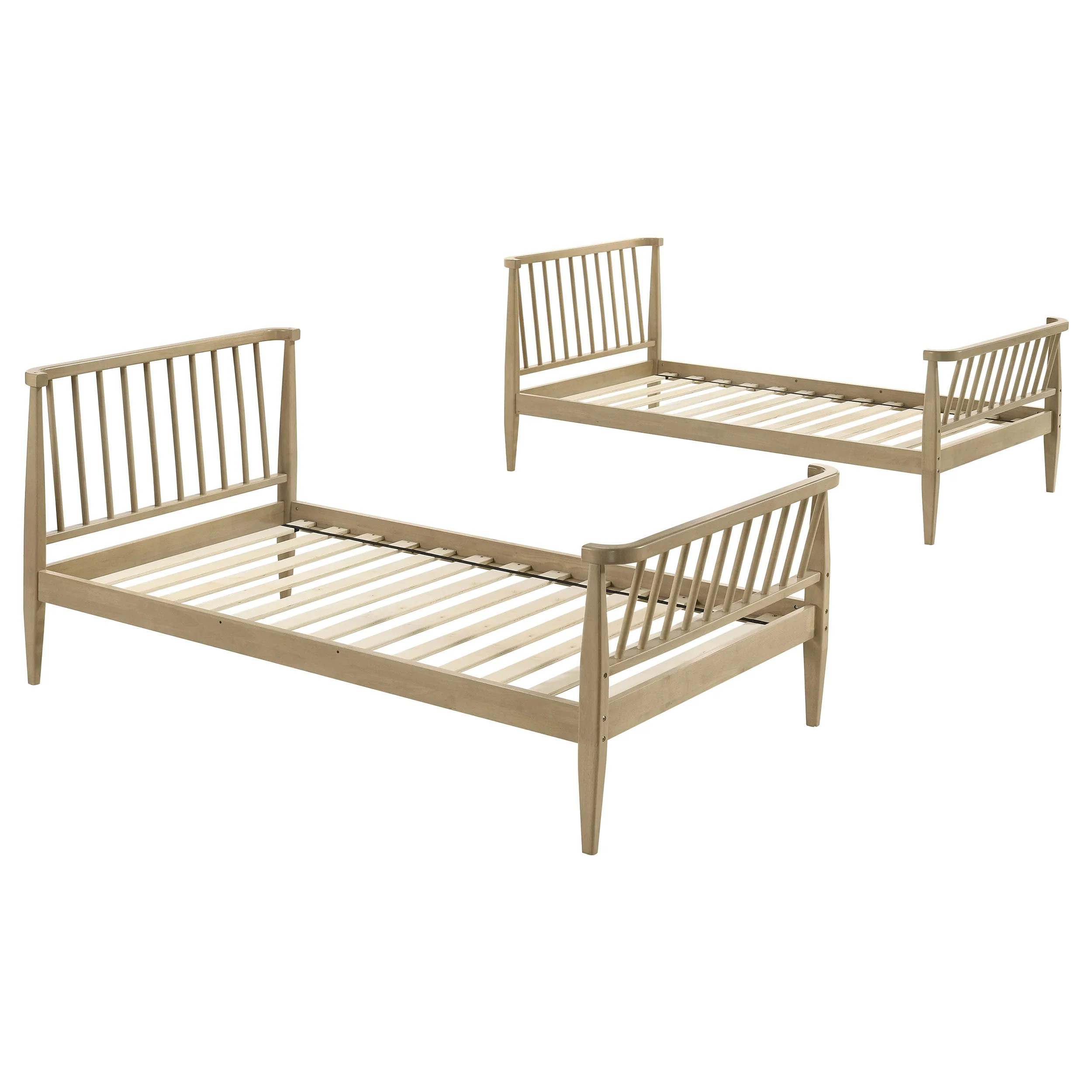 Abram Almond Windsor Twin Over Twin Wood Bunk Bed with Ladder - Image 7