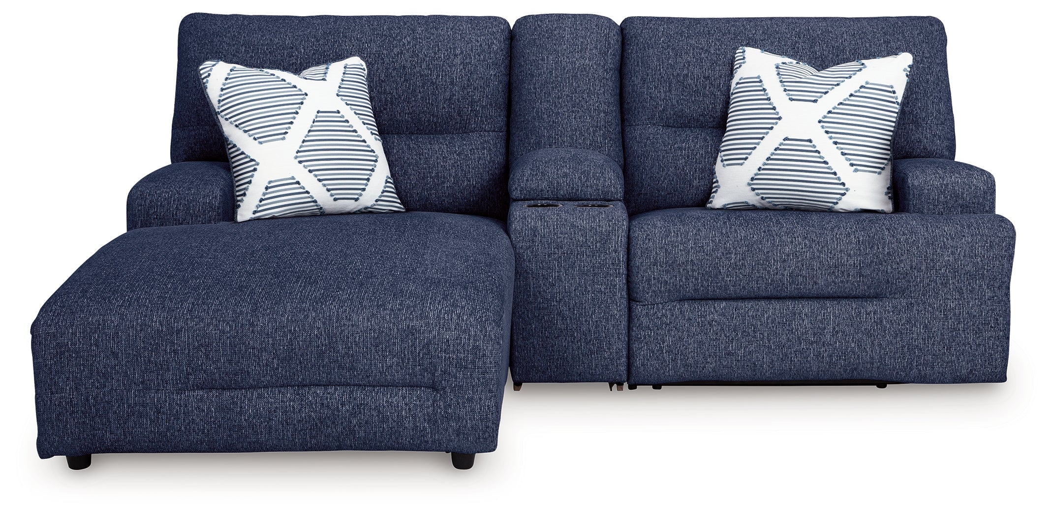 Acklen Place Navy 3-Piece Dual Power Reclining Modular Sofa with LAF Chaise - Image 4