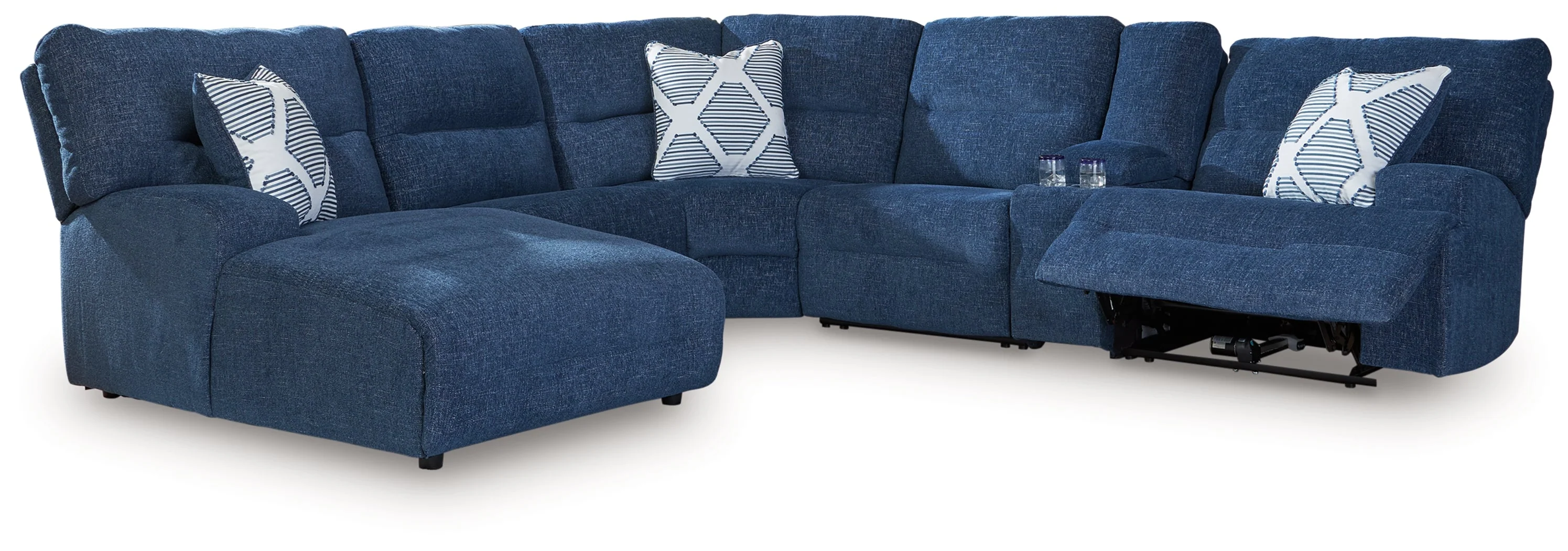 Acklen Place Navy 6-Piece Dual Power Reclining Modular Sectional with LAF Chaise - Image 2