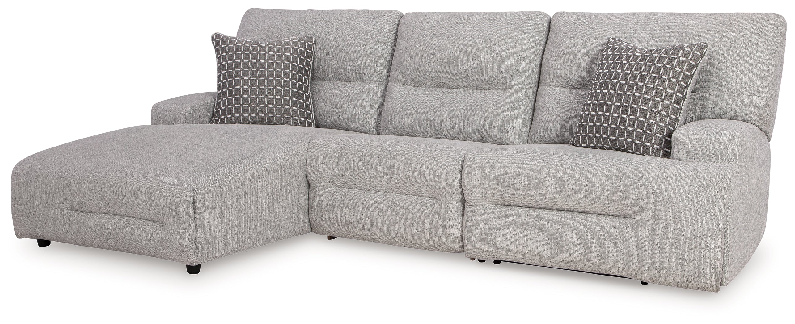 Acklen Place Pewter 3-Piece Dual Power Reclining Modular Sectional with LAF Chaise - Image 3