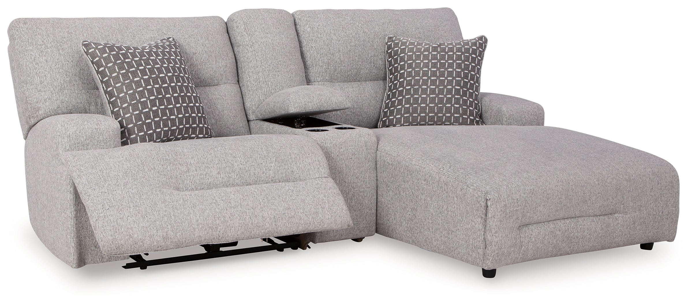 Acklen Place Pewter 3-Piece Right Arm Facing Chaise Power Reclining Sectional - Image 4