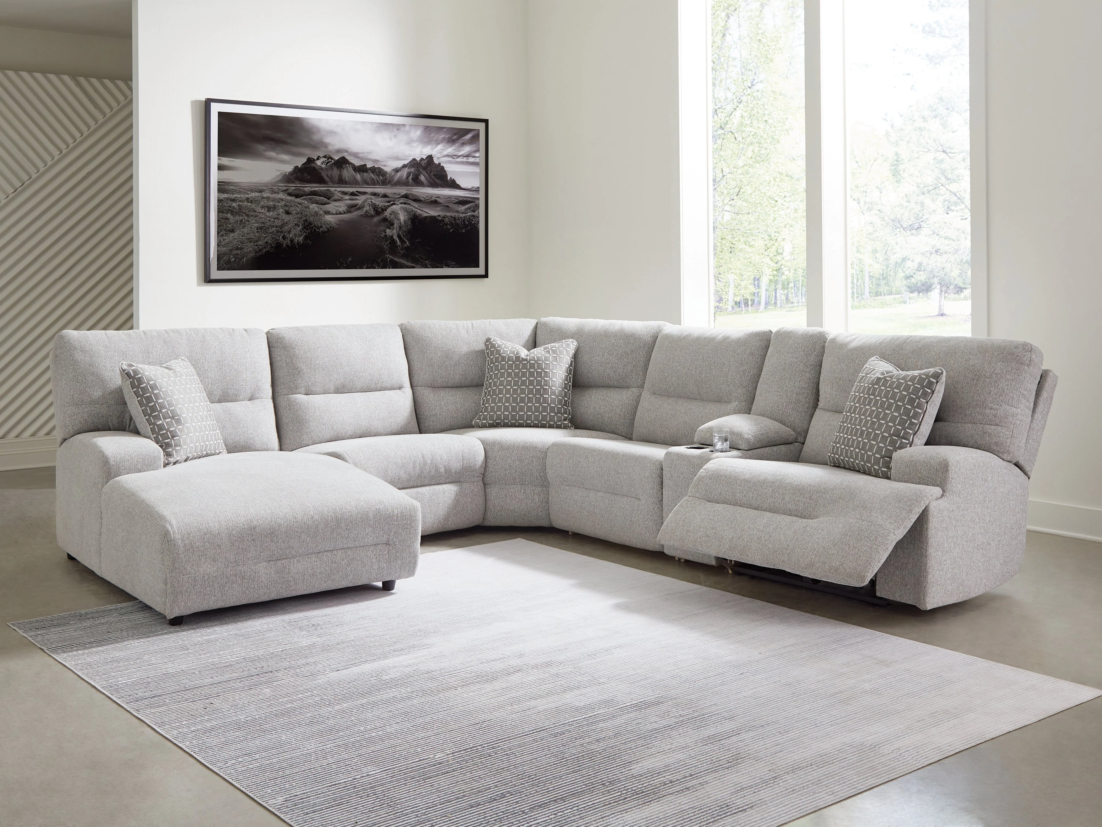 Acklen Place Pewter 6-Piece Left Arm Facing Chaise Power Reclining Sectional