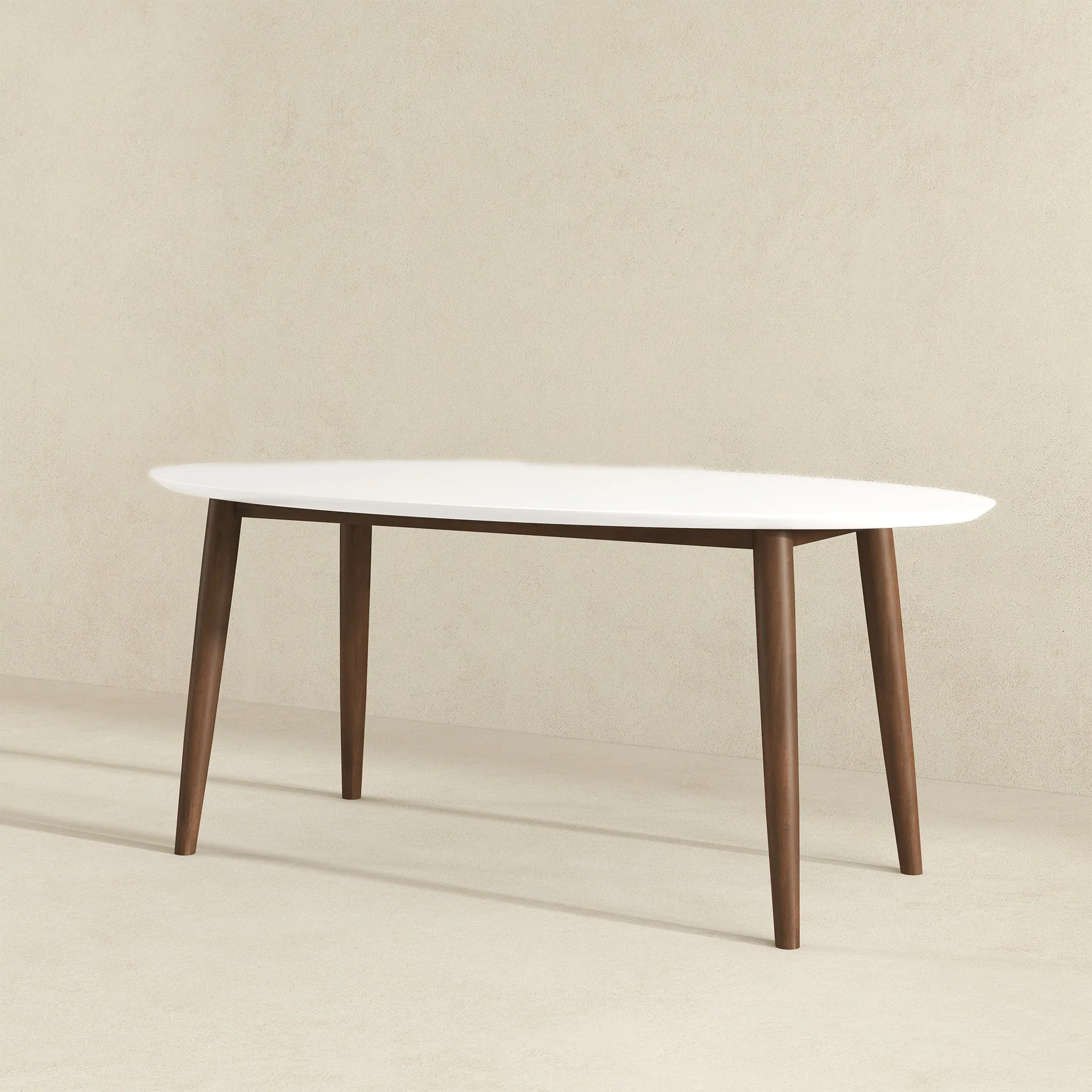 Ada Mid Century Modern Style Solid Wood White Top Oval Dining Table - Image 4