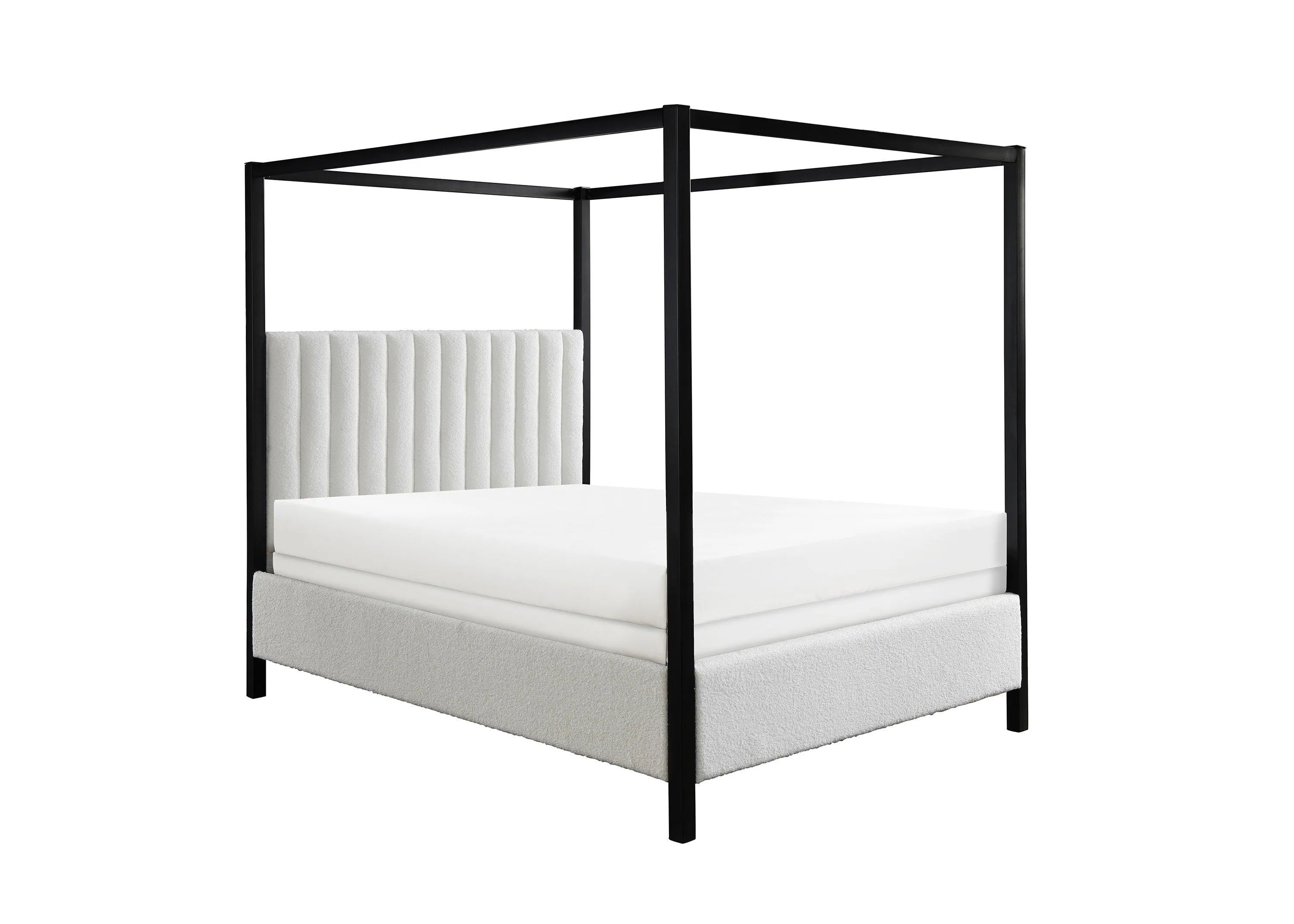 Adalyn Black and White Boucle King Canopy Bed