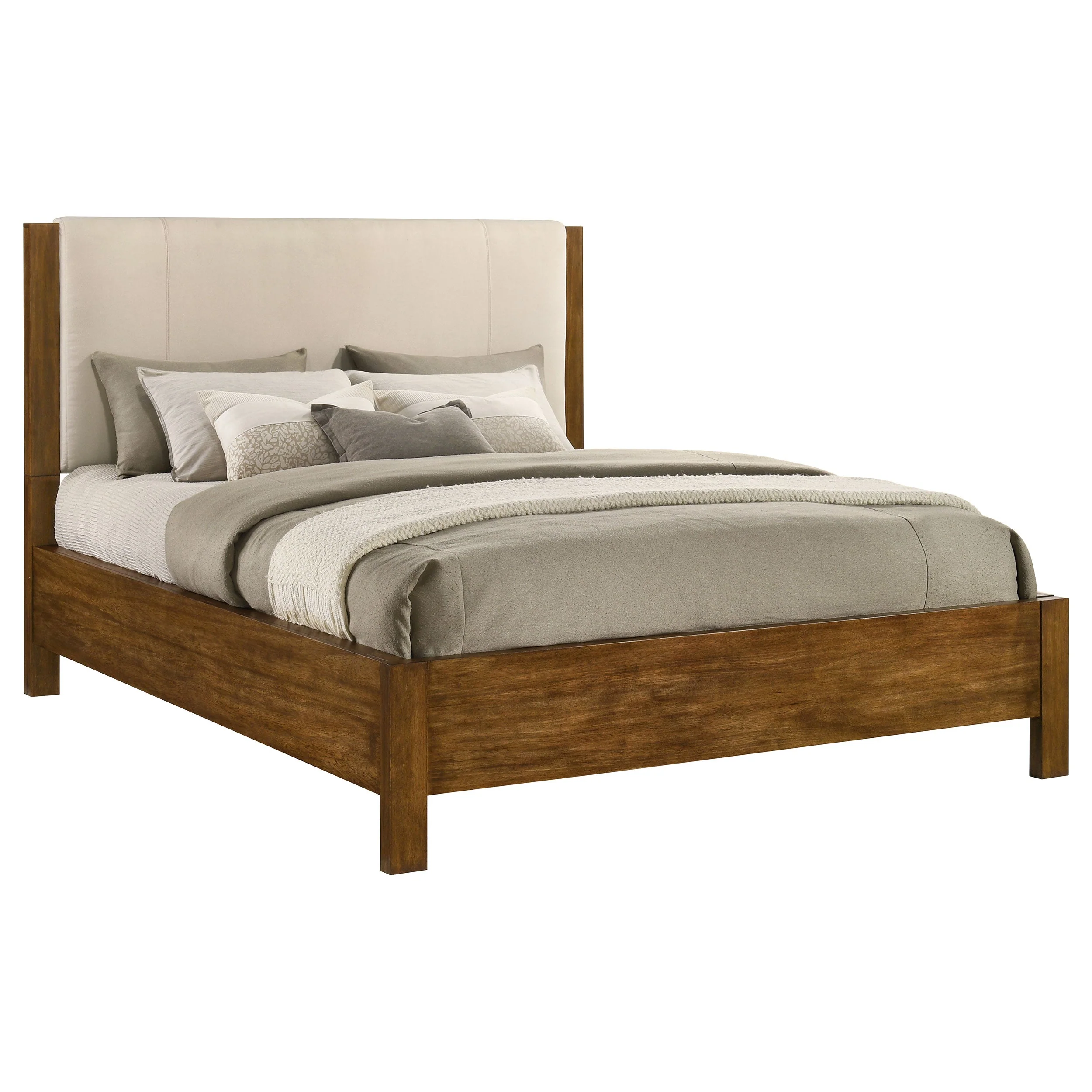 Adderley Cream/Warm Brown California King Wood Panel Bed