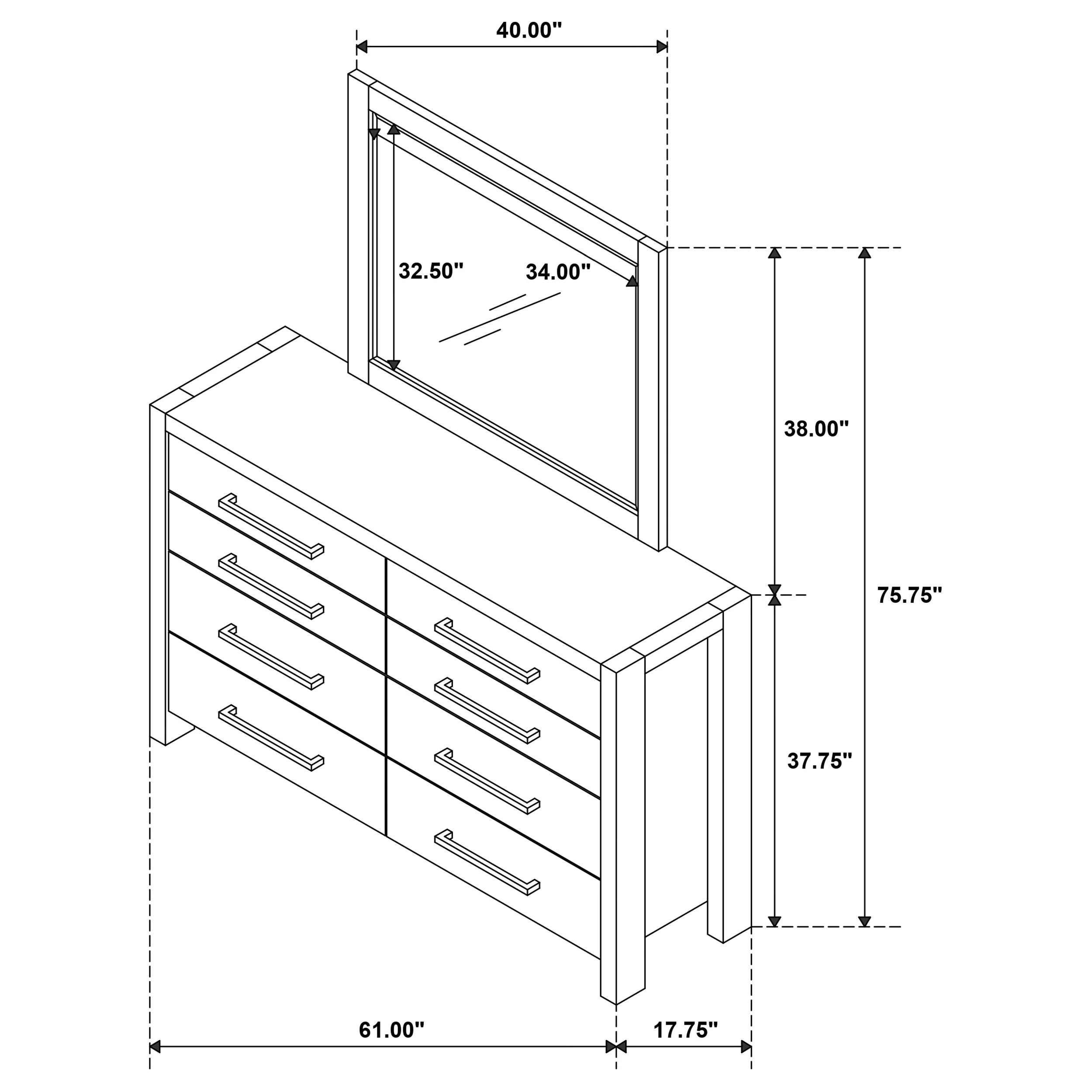 Adderley Warm Brown 8-drawer Bedroom Dresser and Mirror - Image 12
