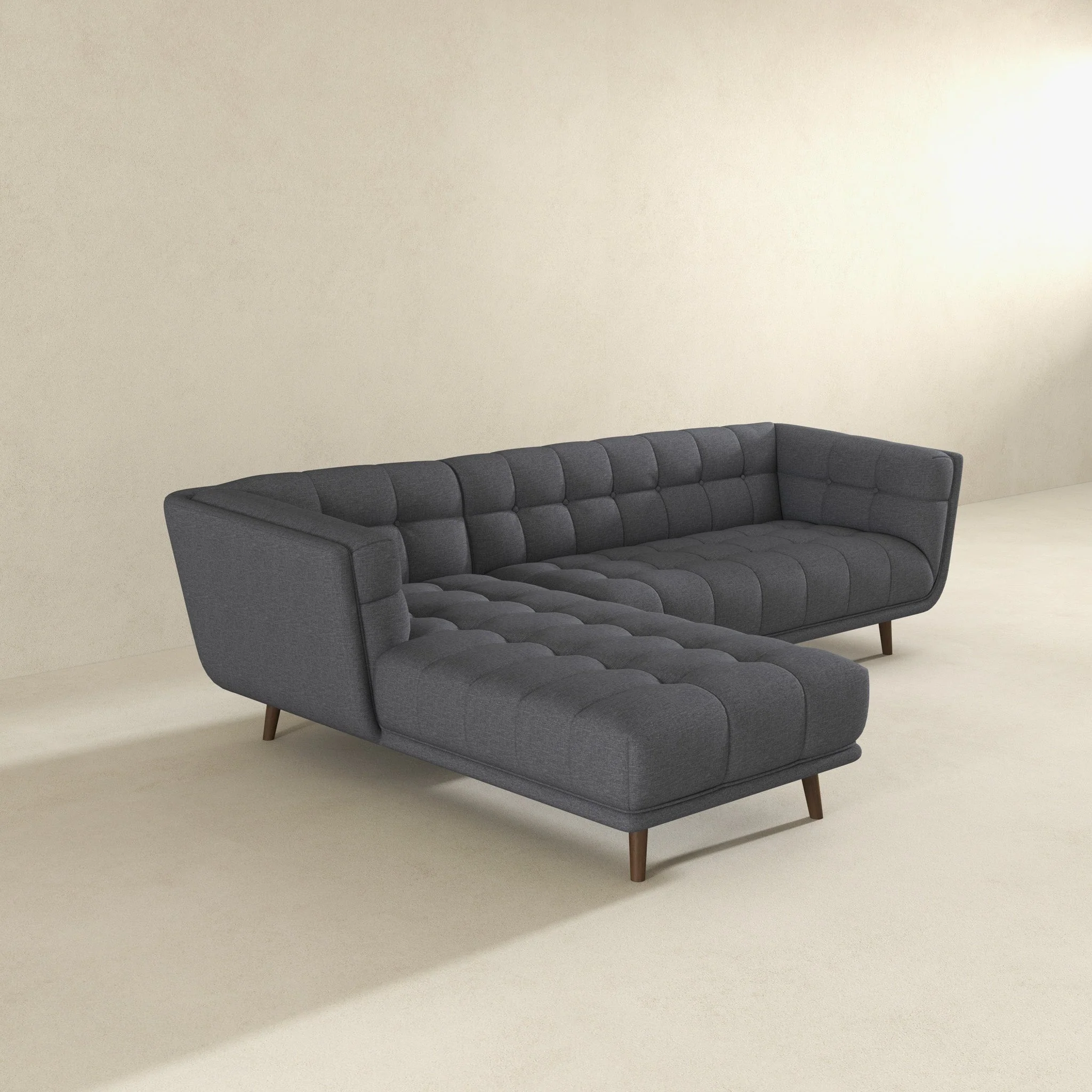 Addison Left Sectional Ash Grey Fabric Sofa - Image 3