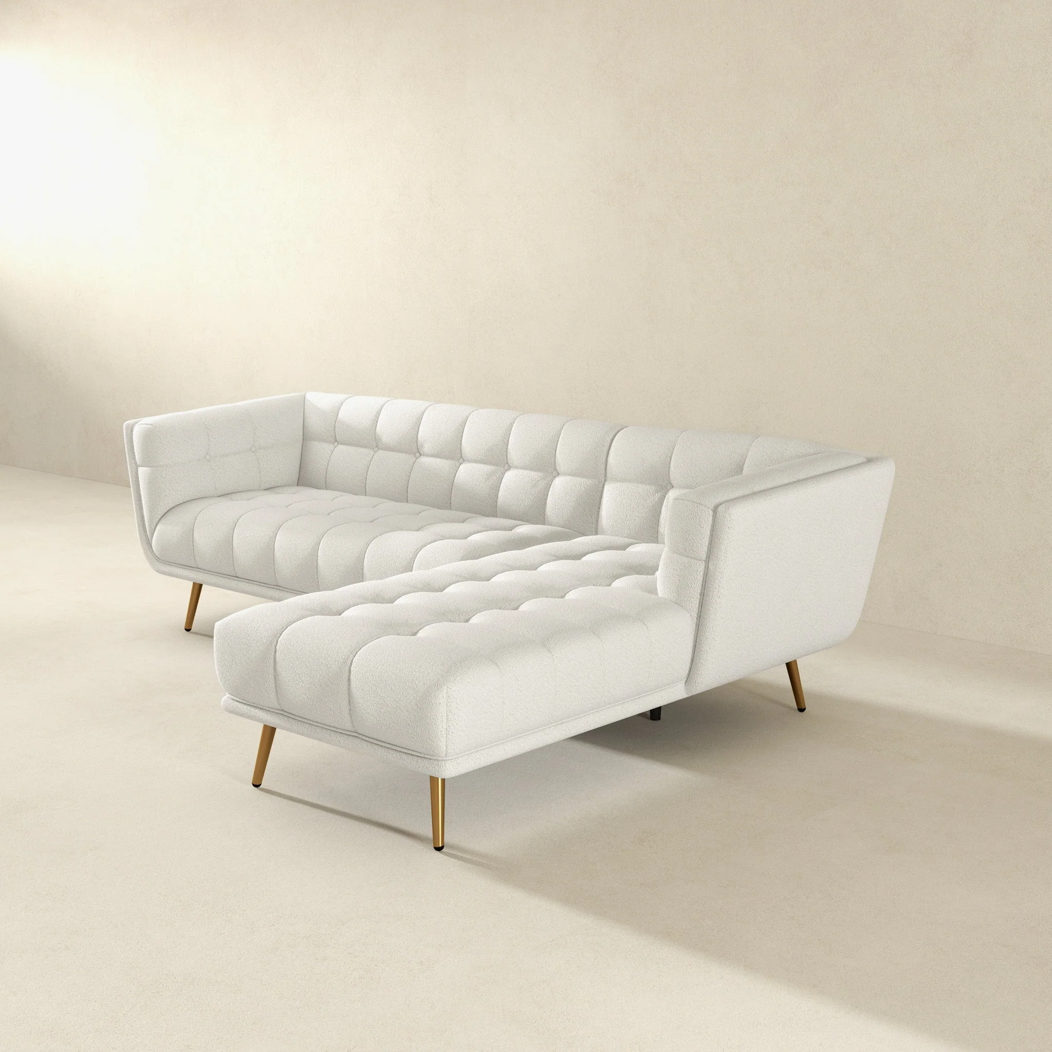 Addison Right Sectional Cream Boucle Sofa - Image 5