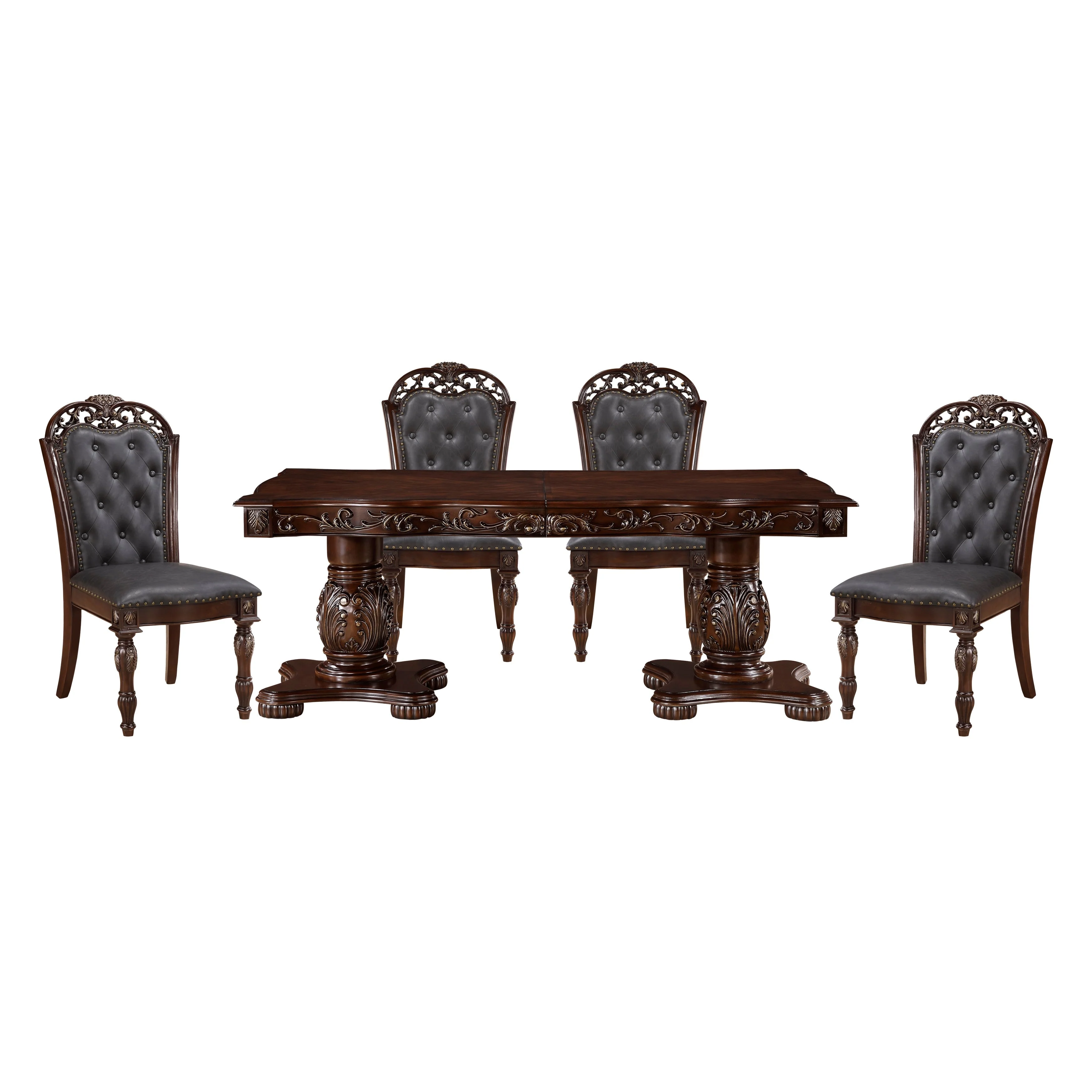 Adelina Cherry Double Pedestal Extendable Dining Room Set - Image 4