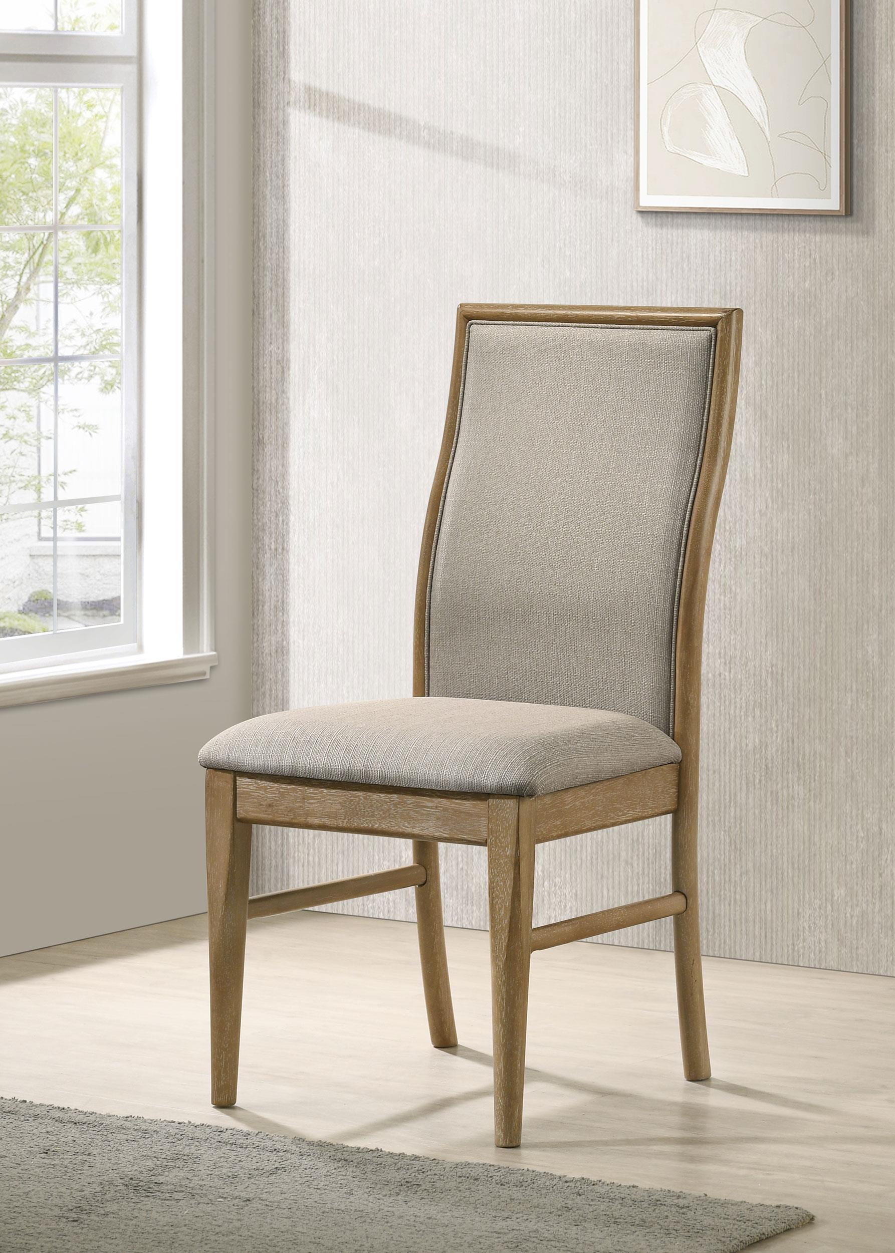 Adina Barley and Distressed Light Brown Upholstered Dining Side Chair, Set of 2 - Image 2