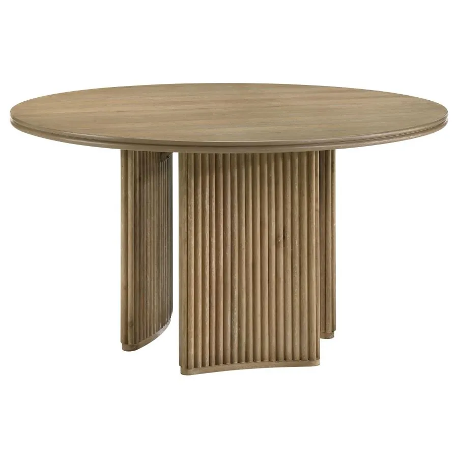 Adina Distressed Light Brown 5-Piece Round Dining Room Set - Image 3