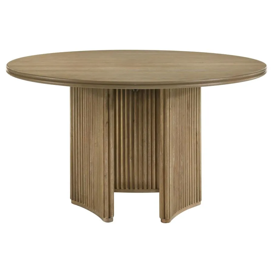 Adina Distressed Light Brown 5-Piece Round Dining Room Set - Image 4